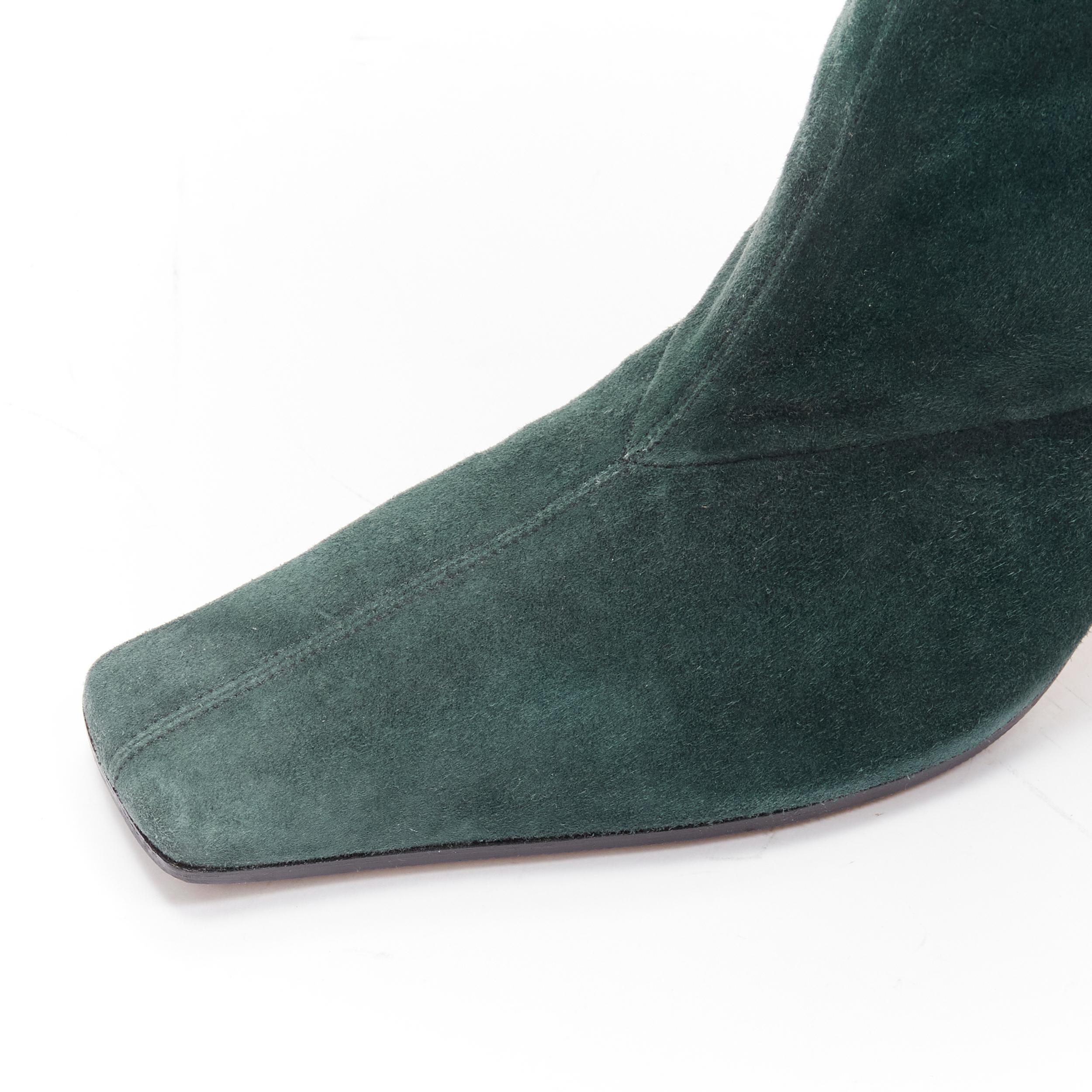 OLD CELINE Phoebe Philo Madame green suede leather spool heel boots EU39 3