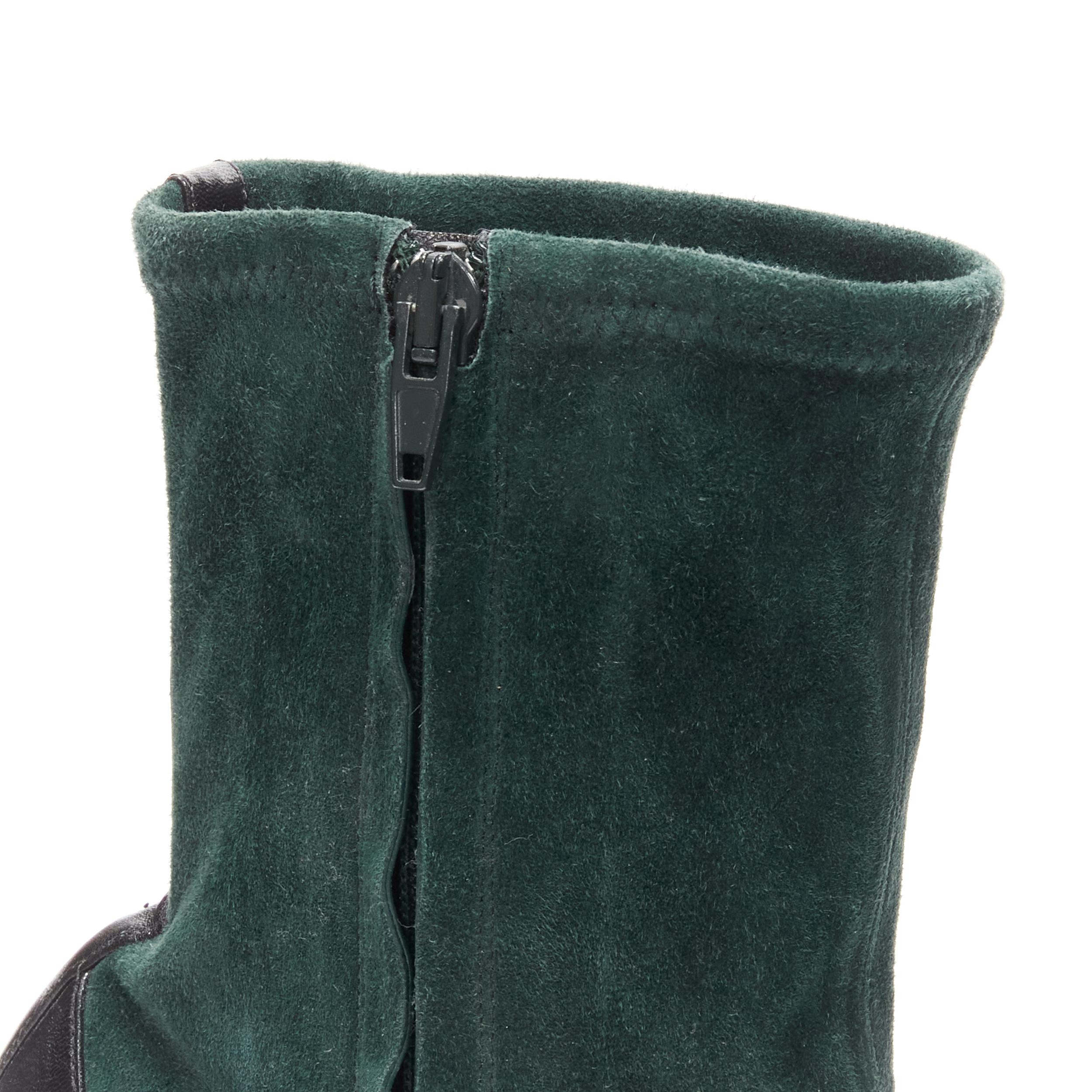 OLD CELINE Phoebe Philo Madame green suede leather spool heel boots EU39 5