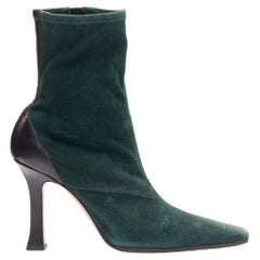 OLD CELINE Phoebe Philo Madame green suede leather spool heel boots EU39