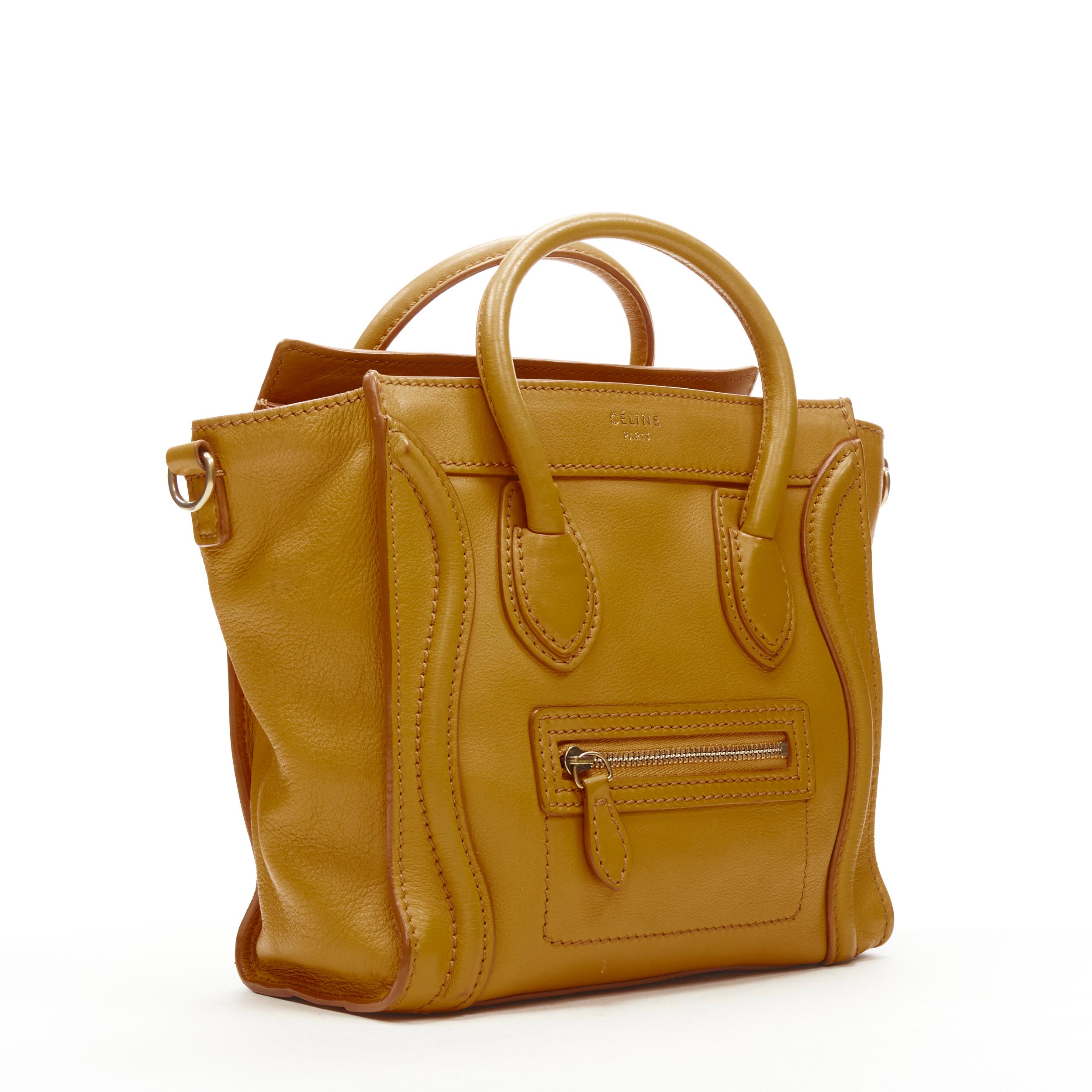 OLD CELINE Phoebe Philo Nano Luggage mustard yellow crossbody shopper tote bag In Good Condition In Hong Kong, NT