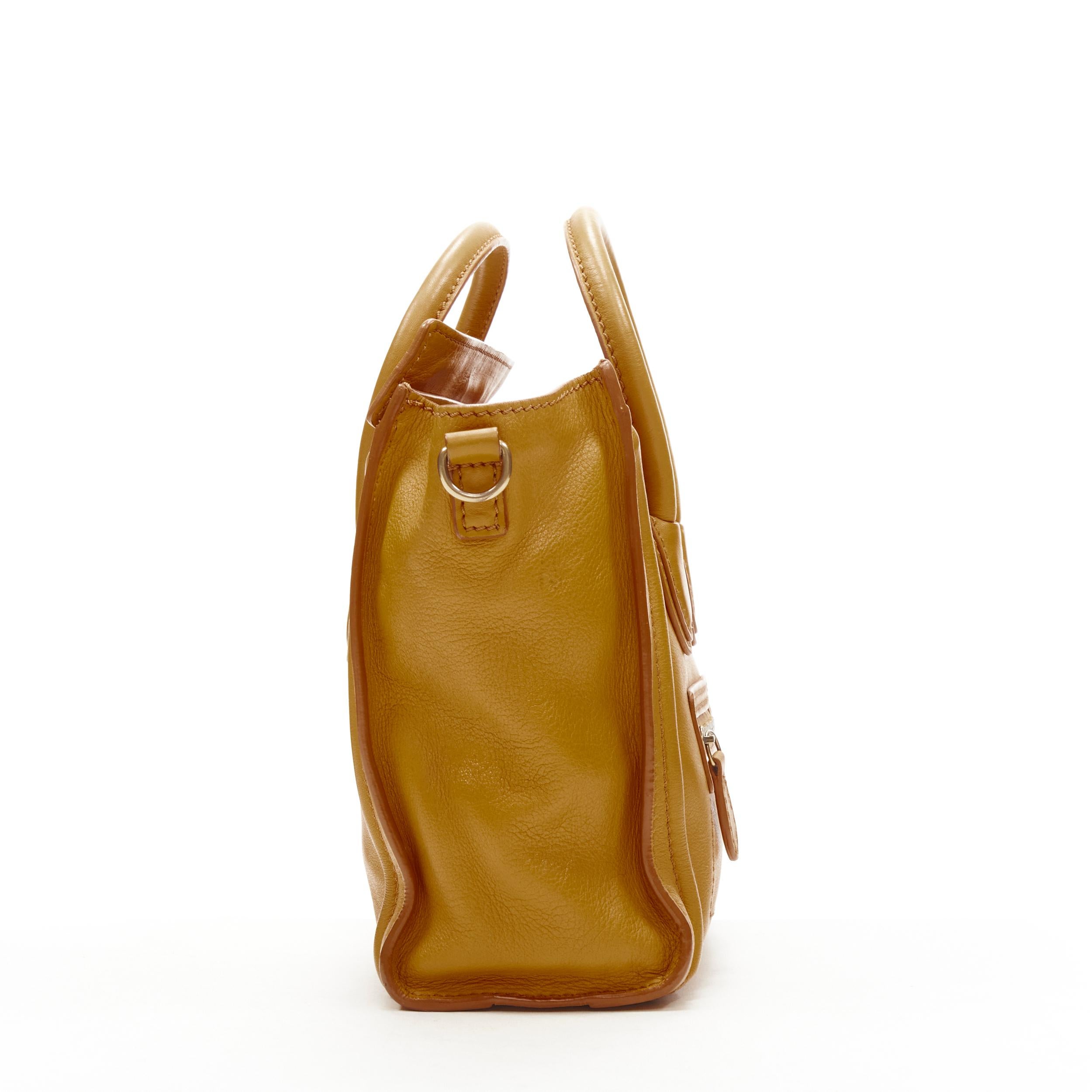 Women's OLD CELINE Phoebe Philo Nano Luggage mustard yellow crossbody shopper tote bag