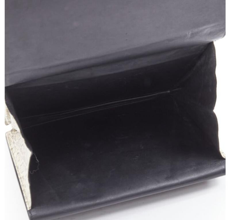 OLD CELINE Phoebe Philo natural scaled leather double flap portfolio clutch bag For Sale 5