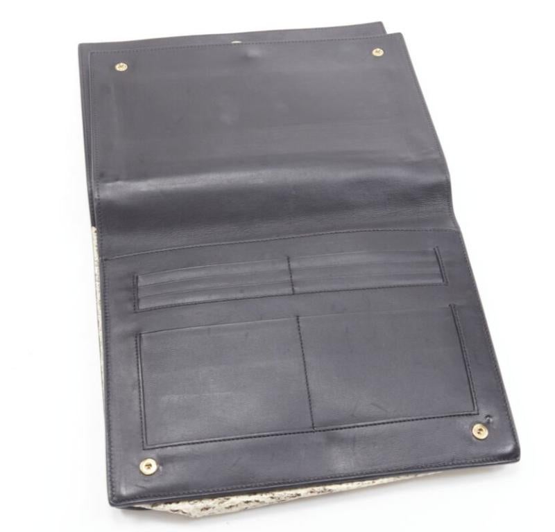 OLD CELINE Phoebe Philo natural scaled leather double flap portfolio clutch bag For Sale 2
