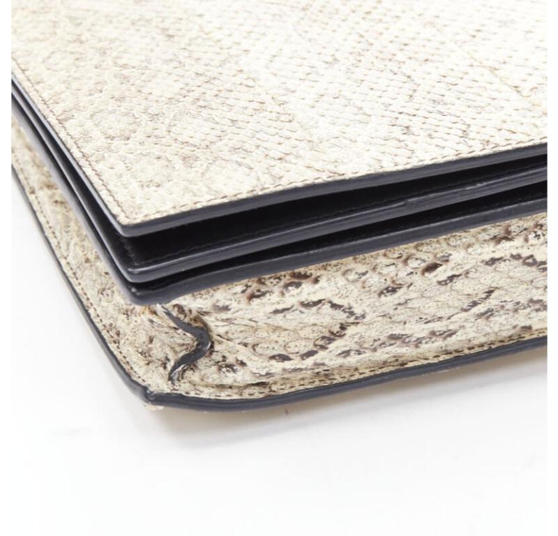 OLD CELINE Phoebe Philo natural scaled leather double flap portfolio clutch bag For Sale 4