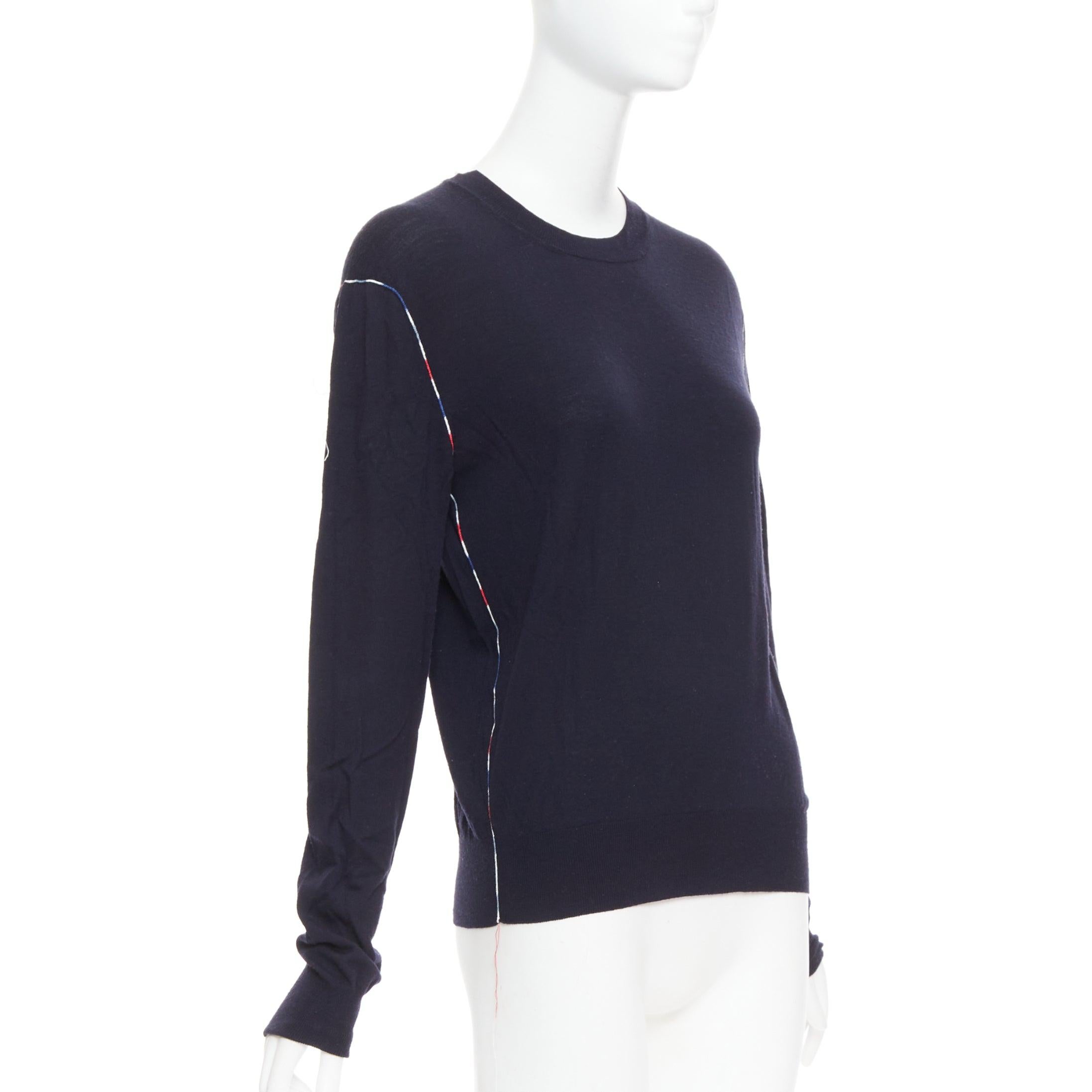 OLD CELINE Phoebe Philo navy multicolor yarns anagram logo sweater
Reference: GEGG/A00053
Brand: Celine
Designer: Phoebe Philo
Material: Feels like wool
Color: Navy, Multicolour
Pattern: Solid
Closure: Pullover
Extra Details: Multicolor yarns fringe