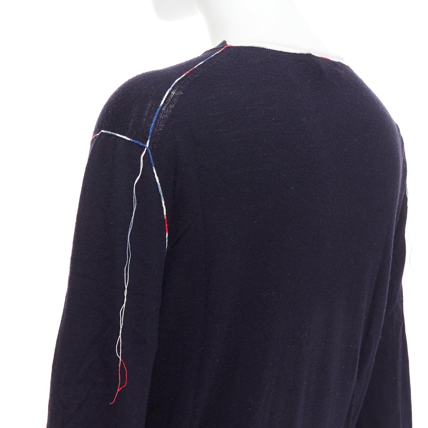 Black OLD CELINE Phoebe Philo navy multicolor yarns anagram logo sweater For Sale