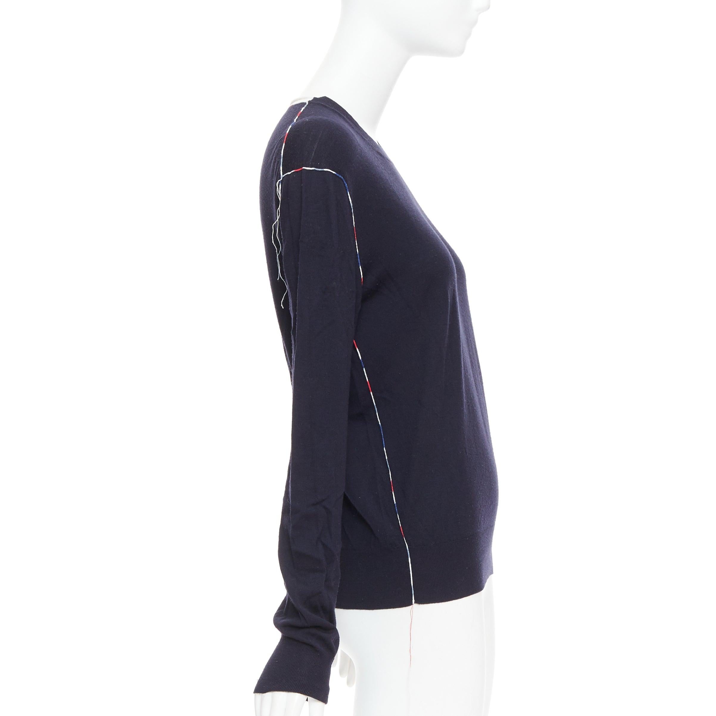 OLD CELINE Phoebe Philo navy multicolor yarns anagram logo sweater In Fair Condition For Sale In Hong Kong, NT