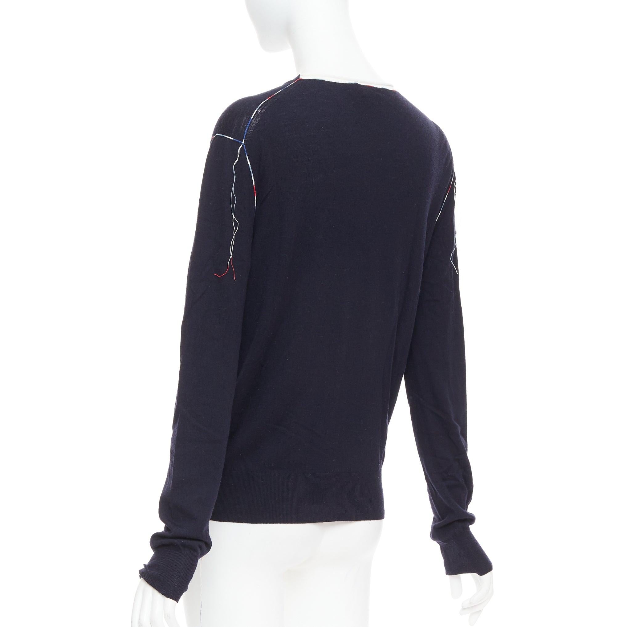 OLD CELINE Phoebe Philo navy multicolor yarns anagram logo sweater For Sale 1