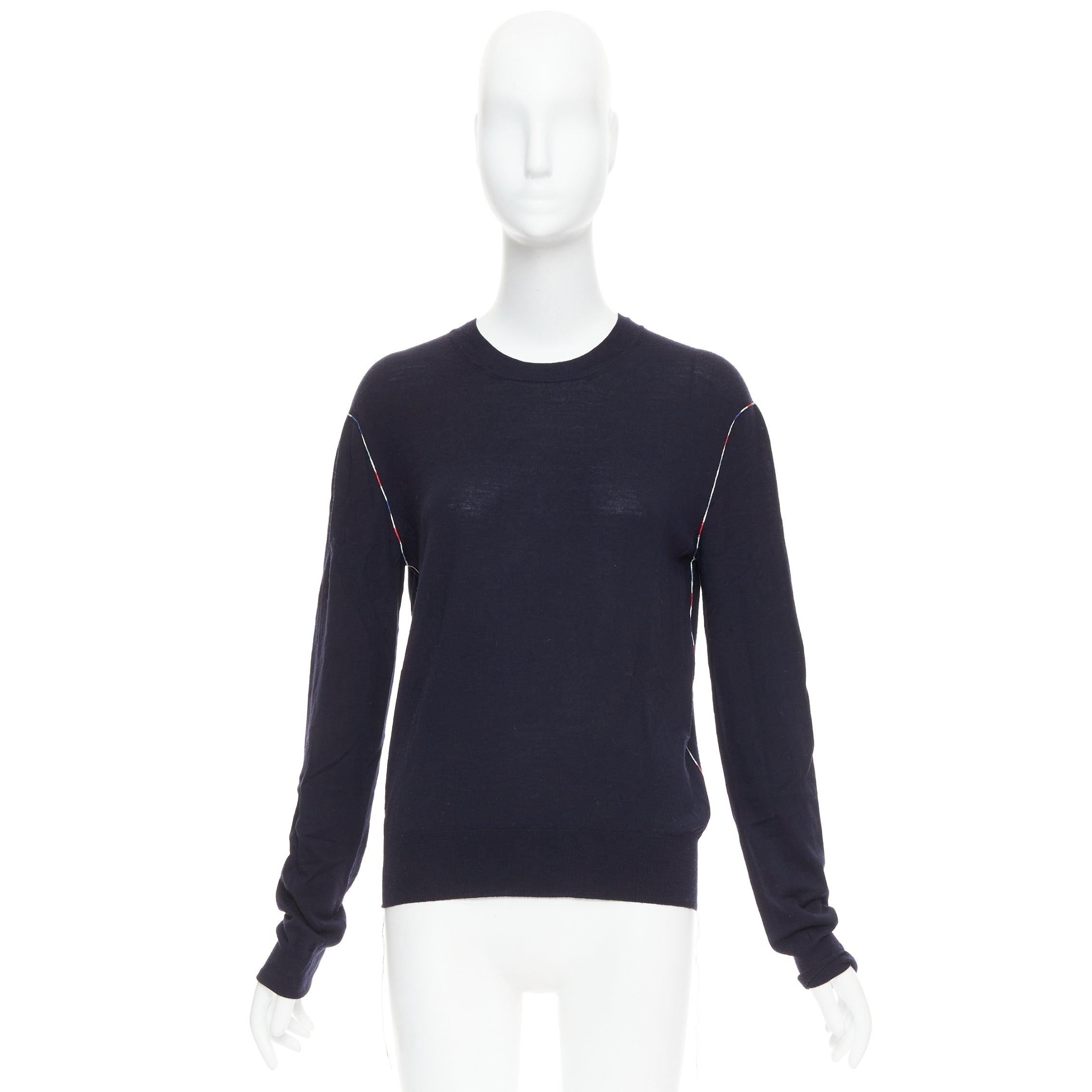 OLD CELINE Phoebe Philo navy multicolor yarns anagram logo sweater For Sale 4