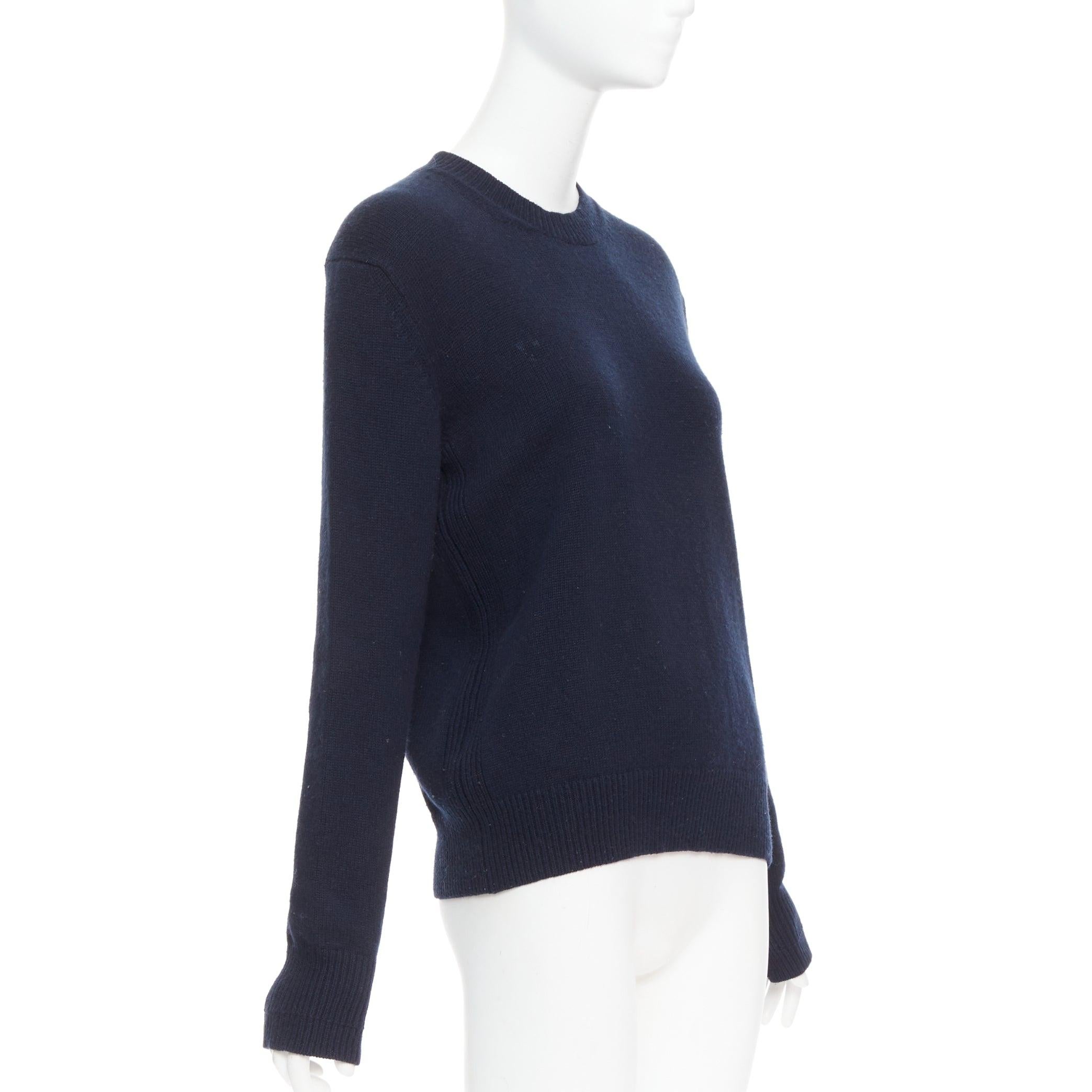 Noir OLD Celine Phoebe Philo navy wool blend button side sweater XS en vente