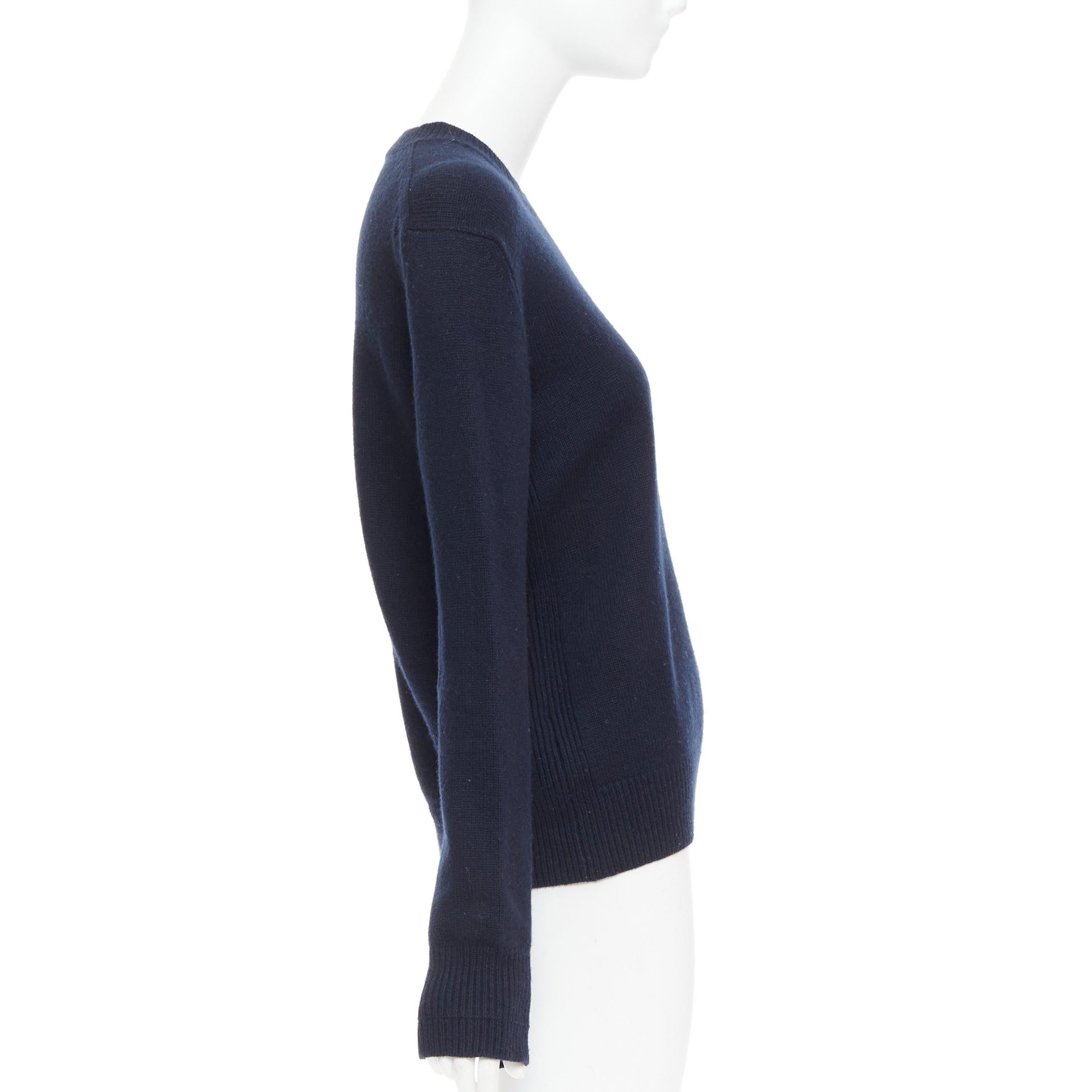 OLD Celine Phoebe Philo navy wool blend button side sweater XS Bon état - En vente à Hong Kong, NT