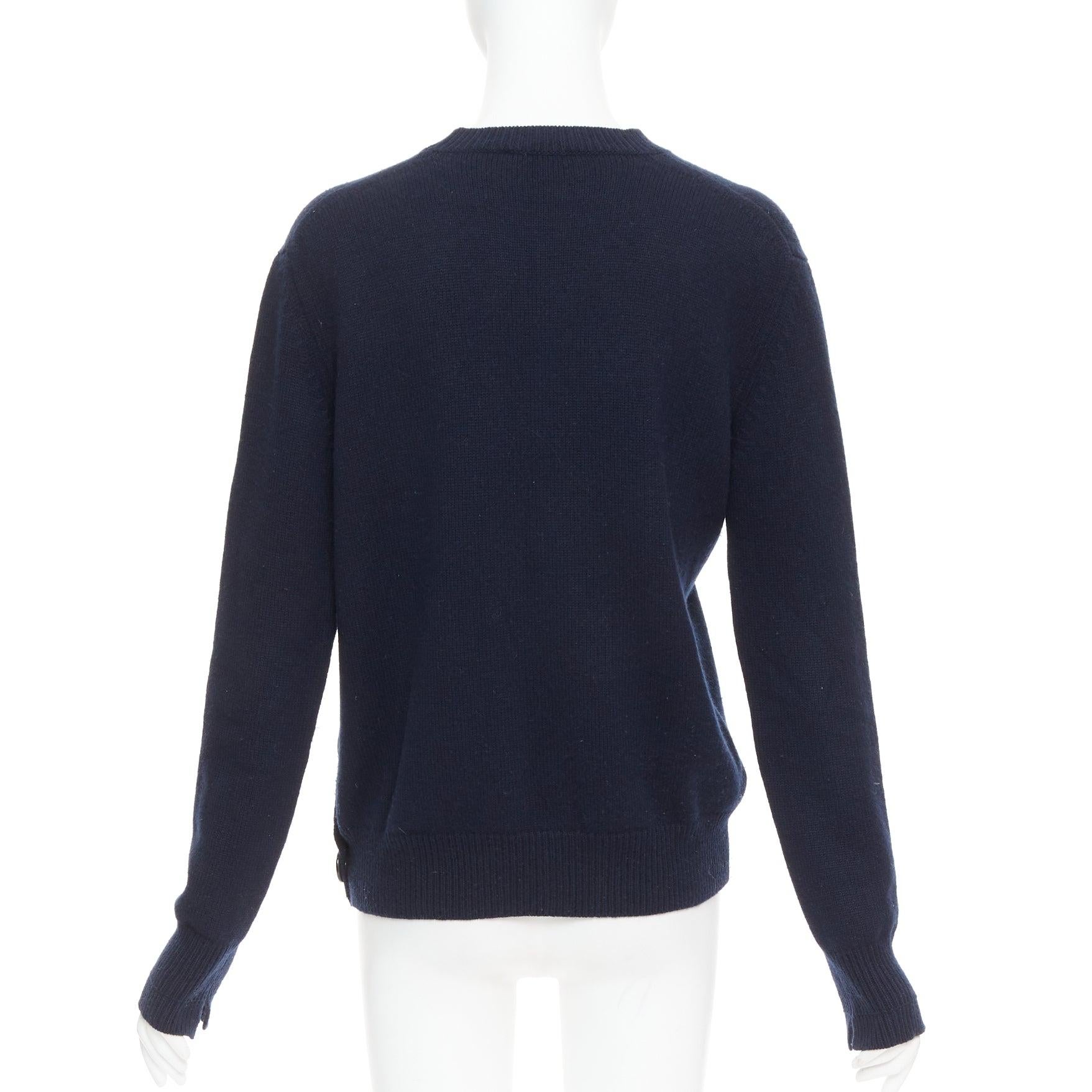 OLD Celine Phoebe Philo navy wool blend button side sweater XS Pour femmes en vente