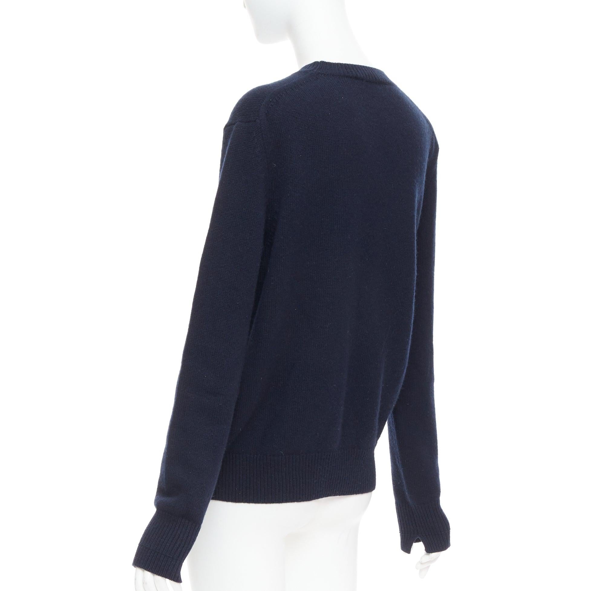 OLD Celine Phoebe Philo navy wool blend button side sweater XS en vente 1