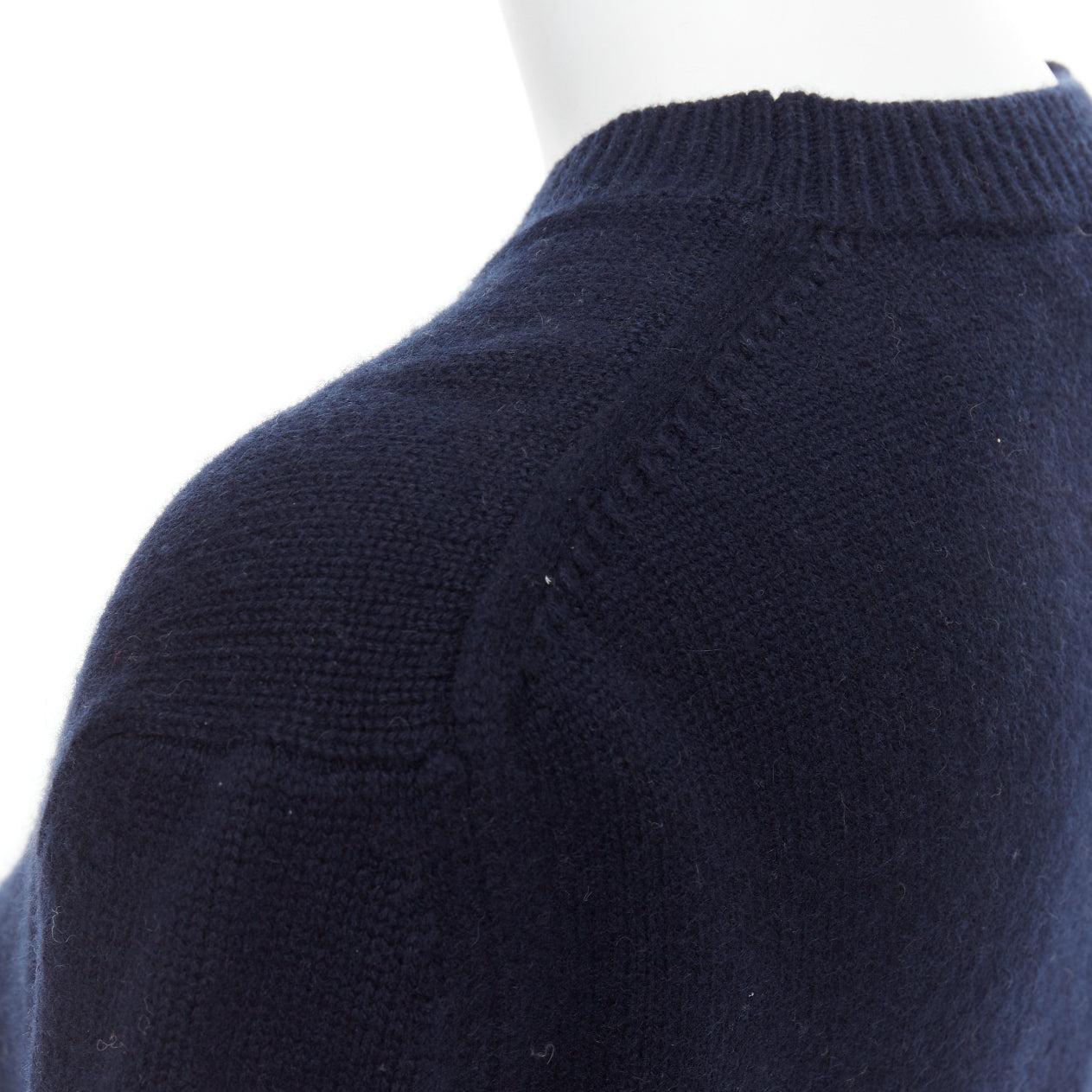 OLD Celine Phoebe Philo navy wool blend button side sweater XS en vente 2