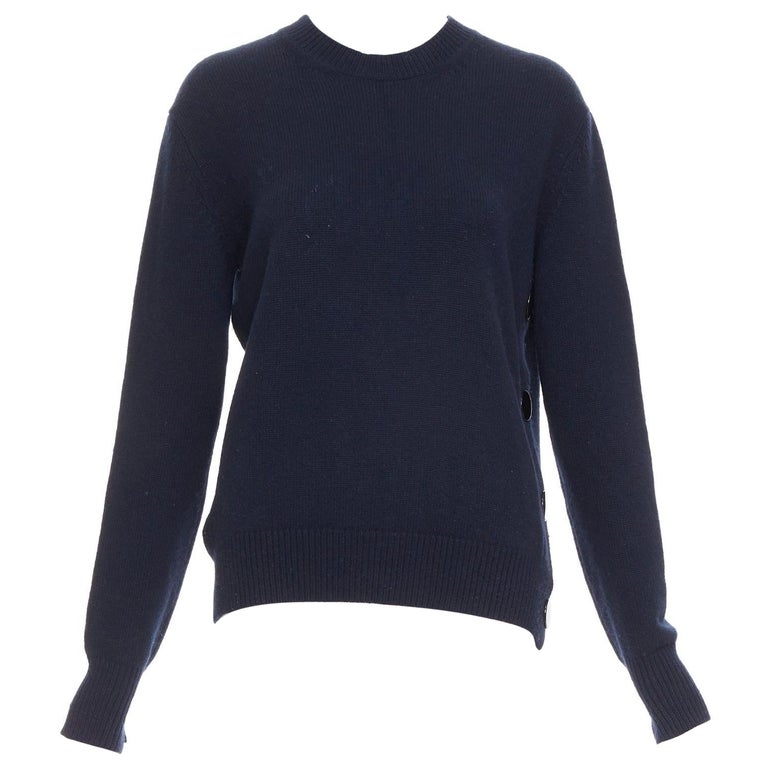 OLD CELINE Phoebe Philo navy wool blend button side sweater XS For