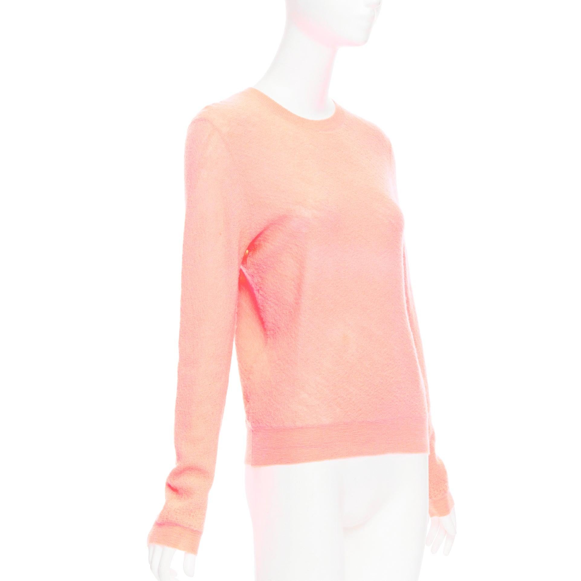 Orange OLD CELINE Phoebe Philo neon coral pink wool knitted sweater S For Sale