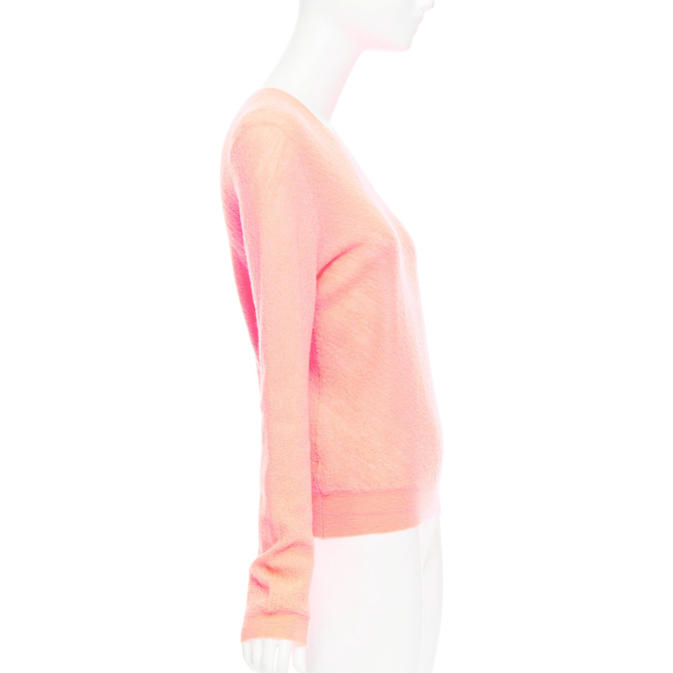 OLD CELINE Phoebe Philo neon coral pink wool knitted sweater S In Excellent Condition For Sale In Hong Kong, NT