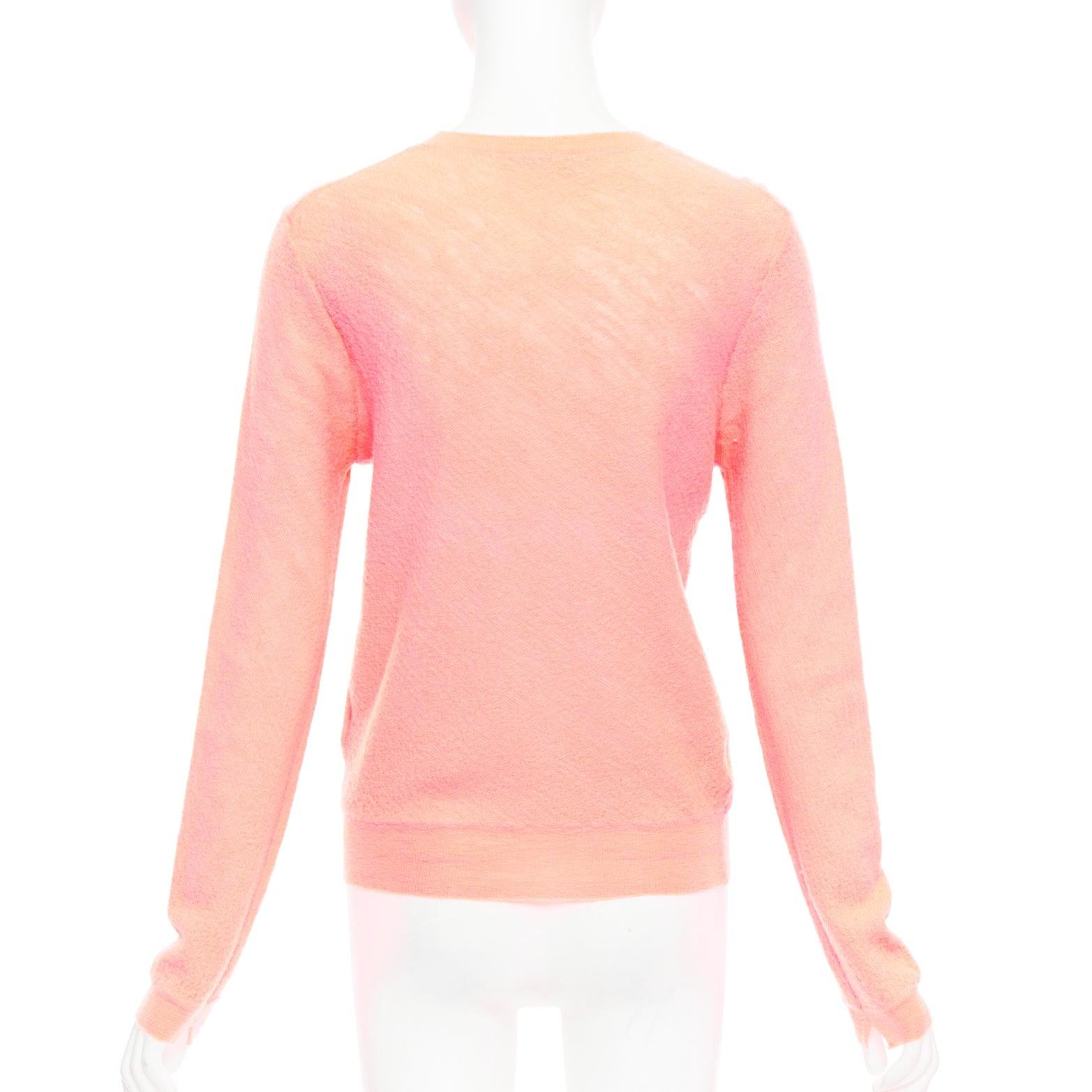 Women's OLD CELINE Phoebe Philo neon coral pink wool knitted sweater S For Sale