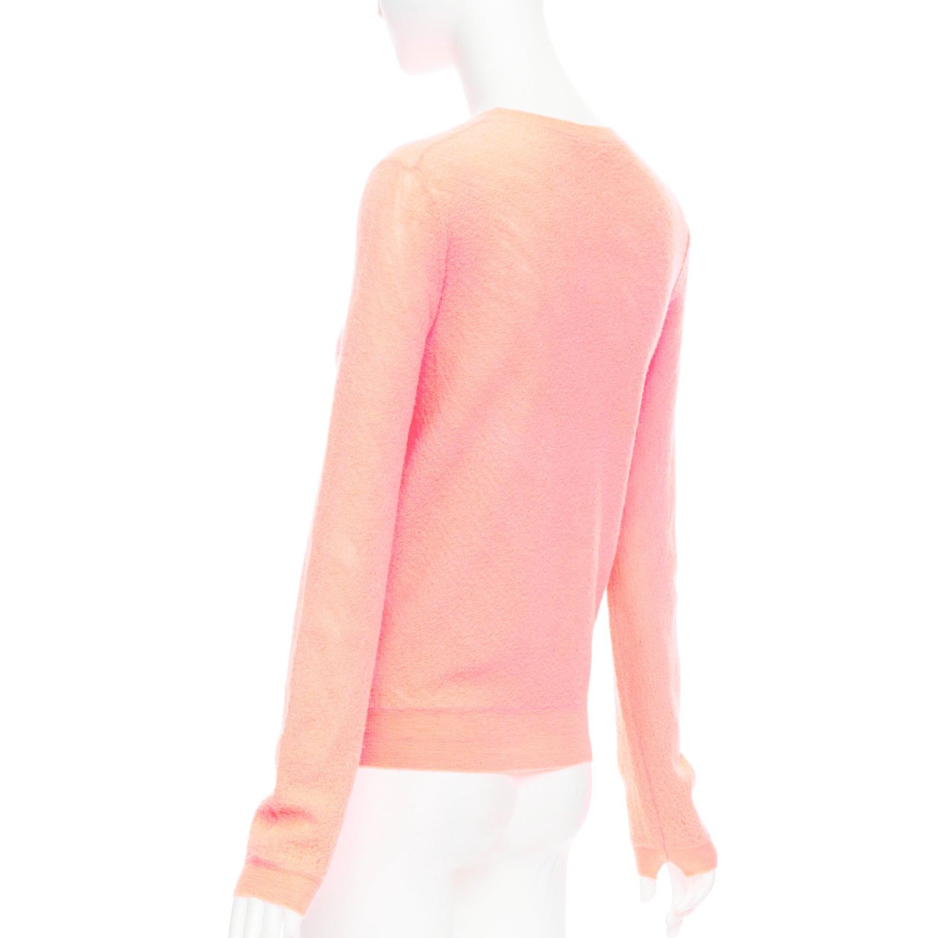OLD CELINE Phoebe Philo neon coral pink wool knitted sweater S For Sale 1