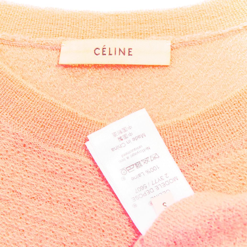 OLD CELINE Phoebe Philo neon coral pink wool knitted sweater S For Sale 3