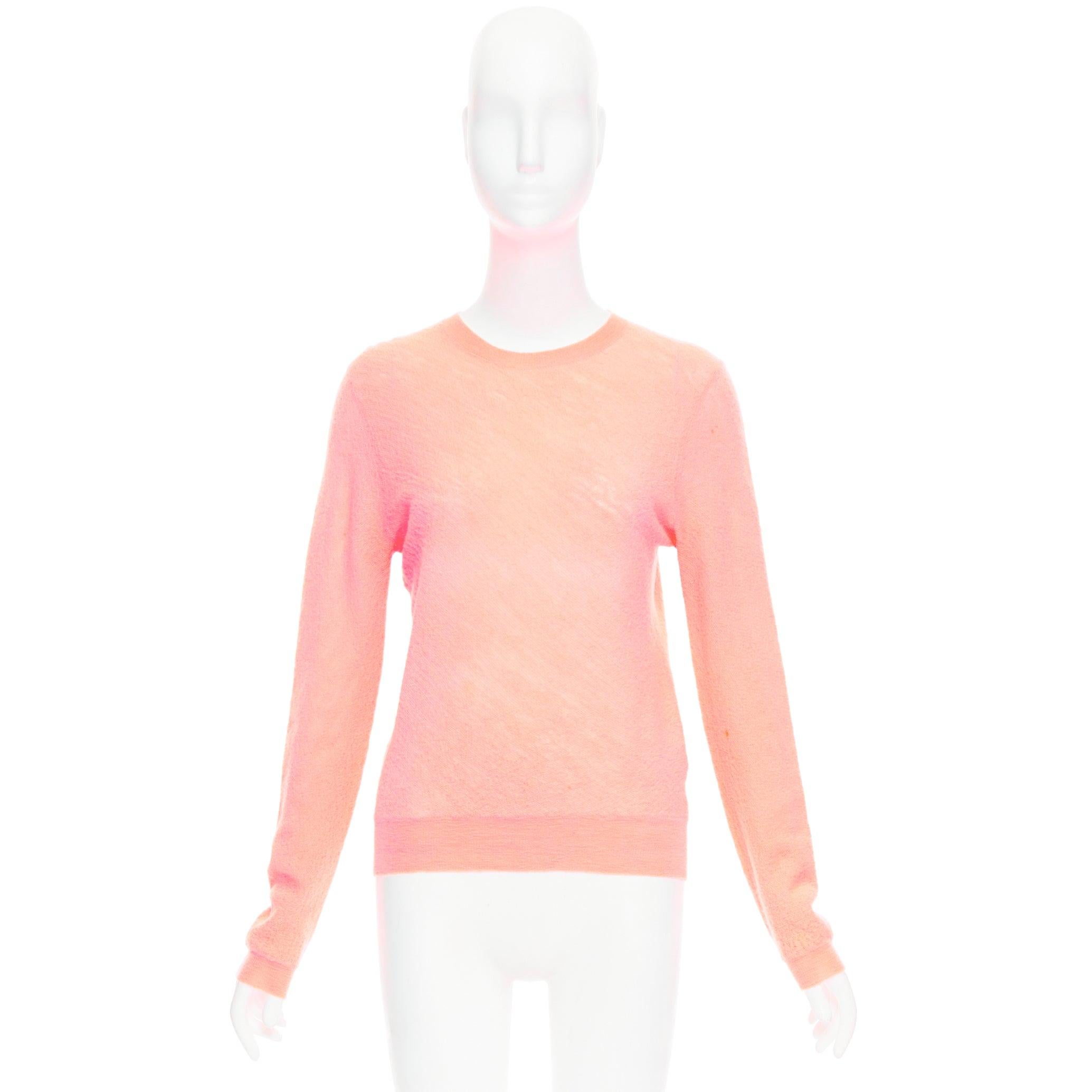 OLD CELINE Phoebe Philo neon coral pink wool knitted sweater S For Sale 4
