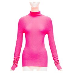 OLD CELINE Phoebe Philo neonrosa Polyamid minimales langärmeliges Oberteil mit langen Ärmeln S