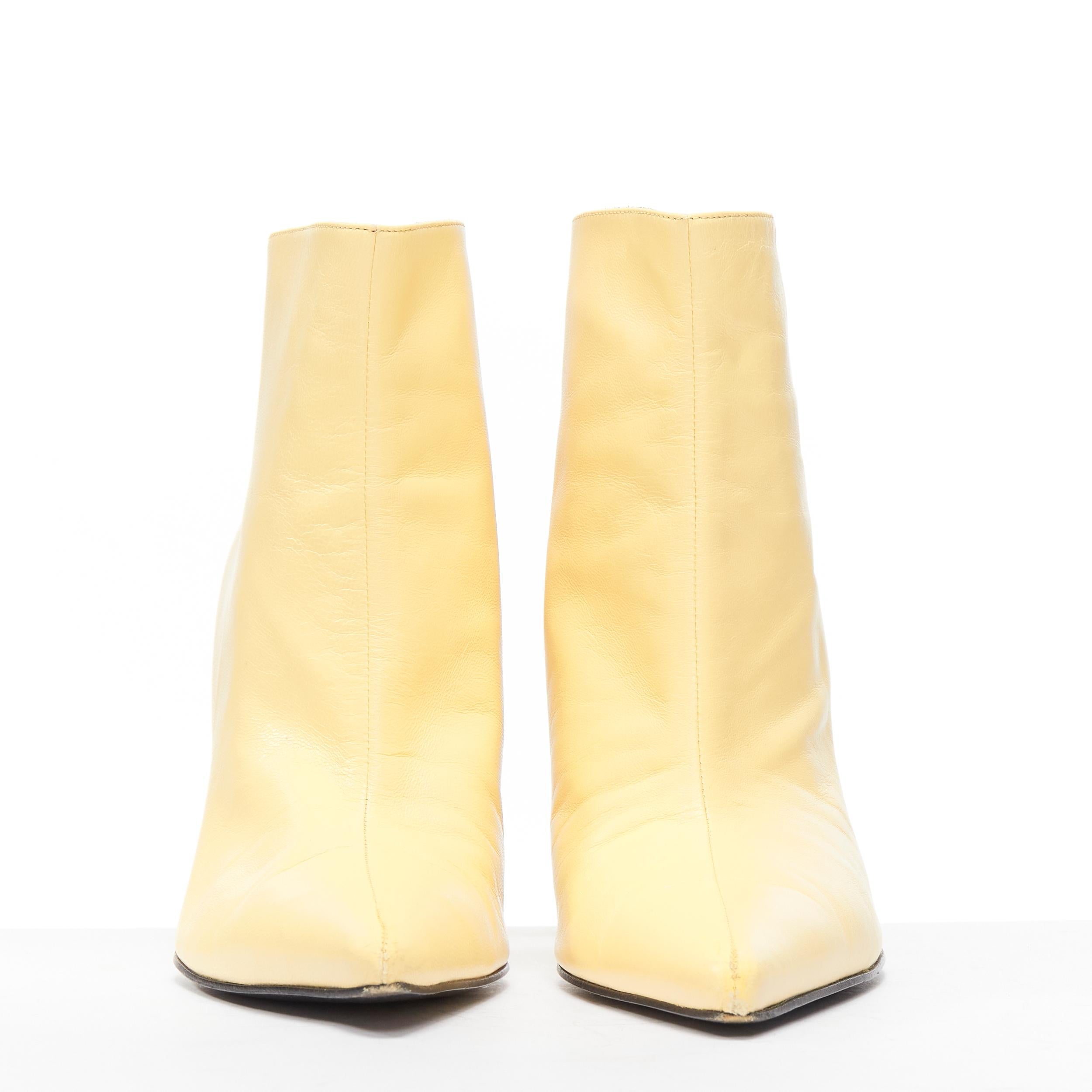 Orange OLD CELINE Phoebe Philo nude leather pointed toe high heel ankle boots EU38 For Sale