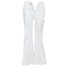OLD CELINE Phoebe Philo off white cotton high waist flare leg cropped jeans FR34