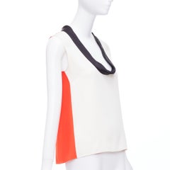 Débardeur colorblocked OLD Celine Phoebe Philo orange noir crème FR36 S