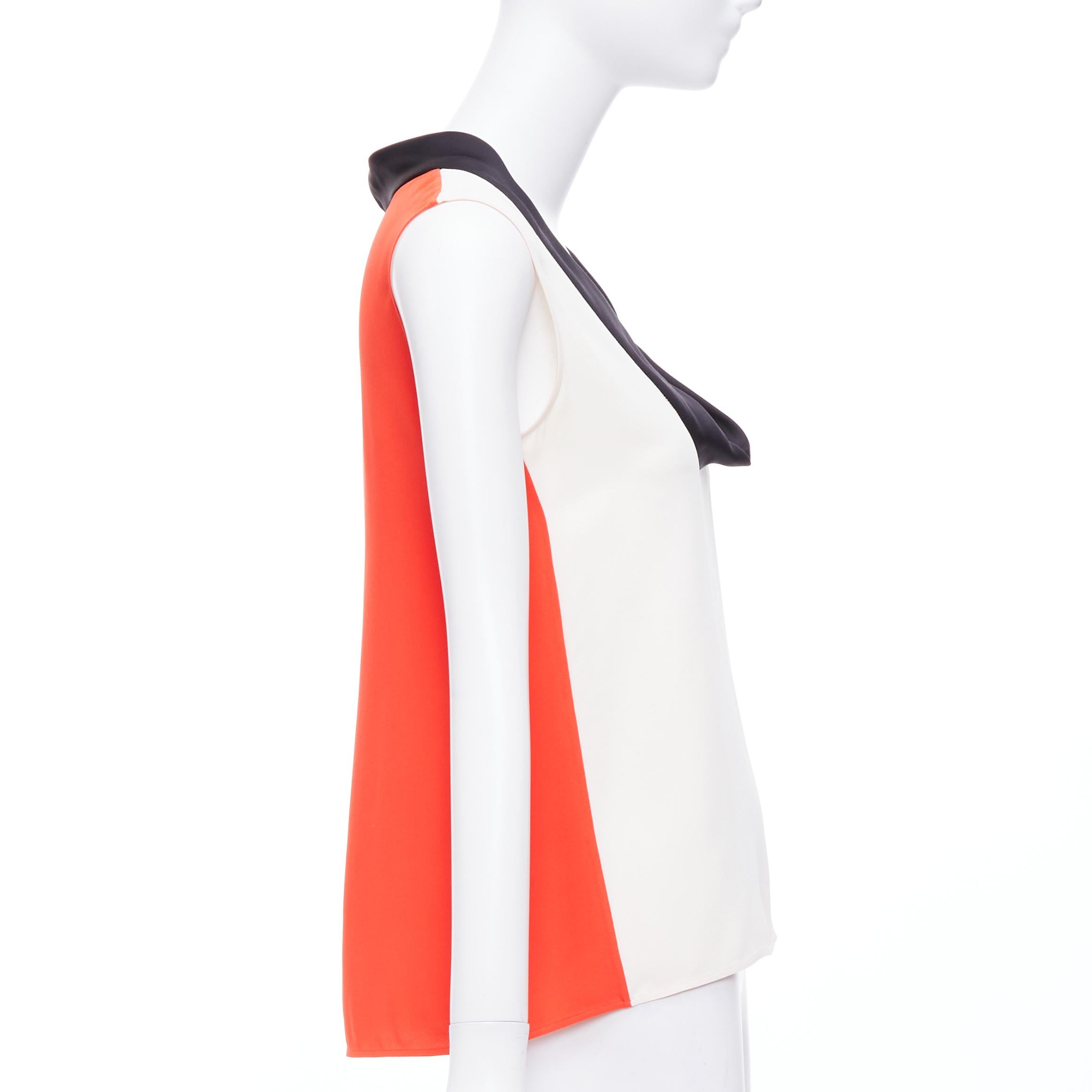 OLD CELINE Phoebe Philo orange black cream colorblocked tank top FR36 S In Good Condition For Sale In Hong Kong, NT