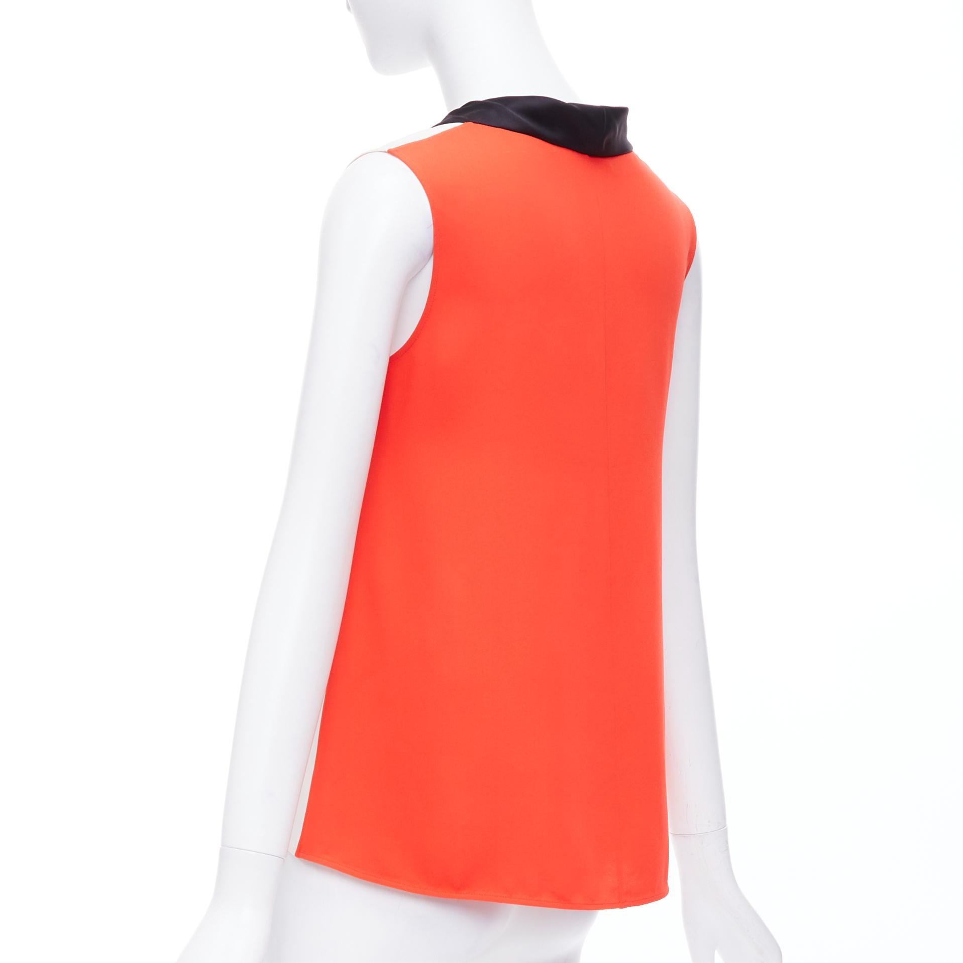 OLD CELINE Phoebe Philo orange black cream colorblocked tank top FR36 S For Sale 1