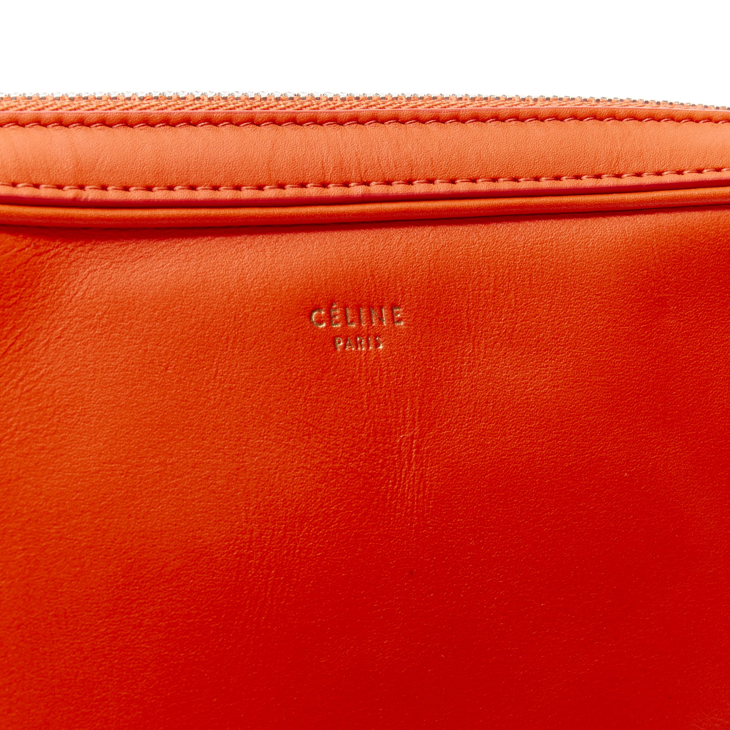 OLD CELINE Phoebe Philo orange leather silver lock Dragonne leather pouch clutch 1