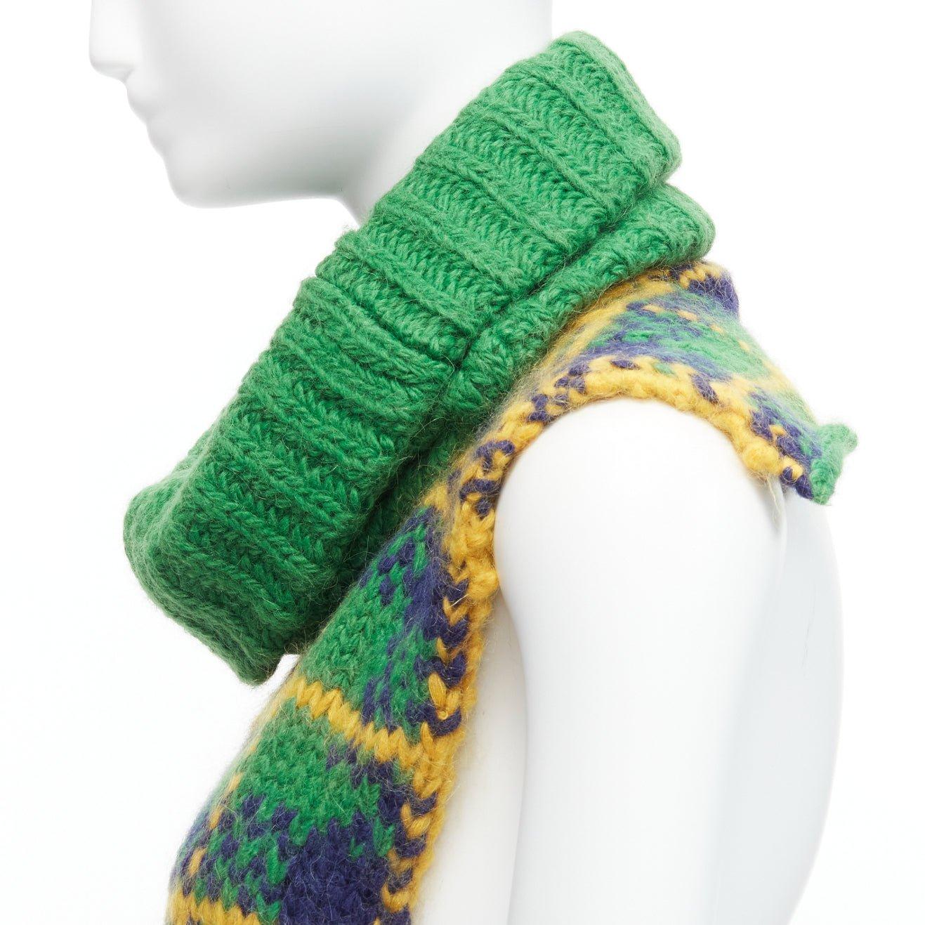 OLD CELINE Phoebe Philo plaid check wool blend turtleneck vest dickie scarf 1