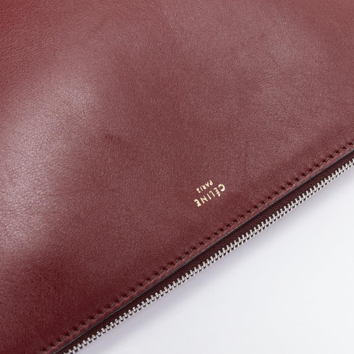 OLD CELINE Phoebe Philo Portfolio burgundy silver metal trim zip clutch 2