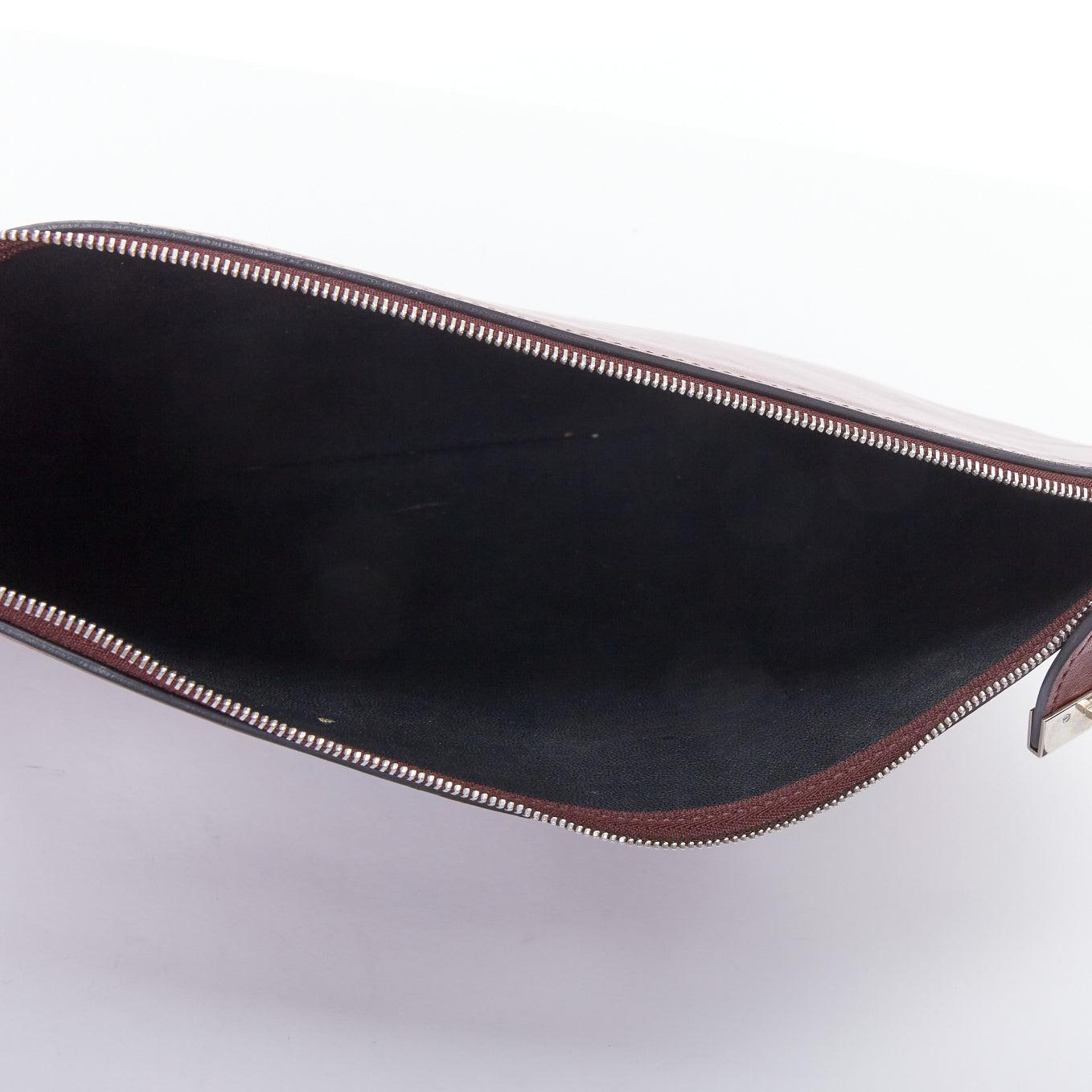 OLD CELINE Phoebe Philo Portfolio burgundy silver metal trim zip clutch 3