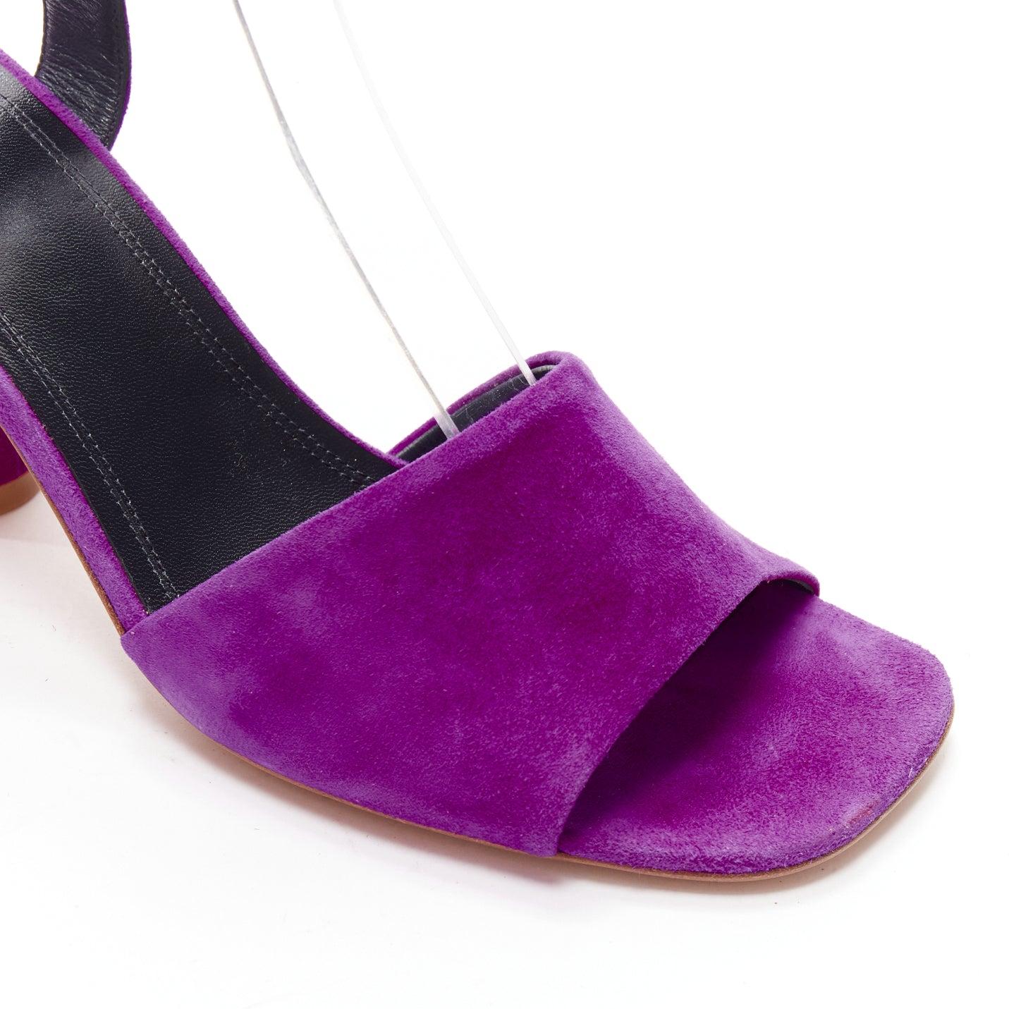 OLD CELINE Phoebe Philo purple suede gold buckle strappy sandal heels EU38 1