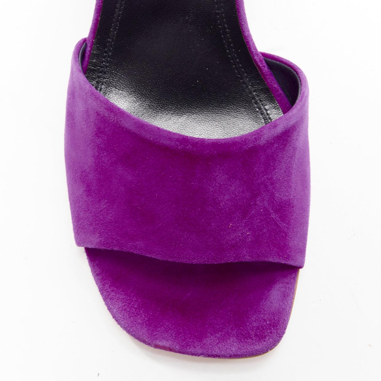 OLD CELINE Phoebe Philo purple suede gold buckle strappy sandal heels EU38 3