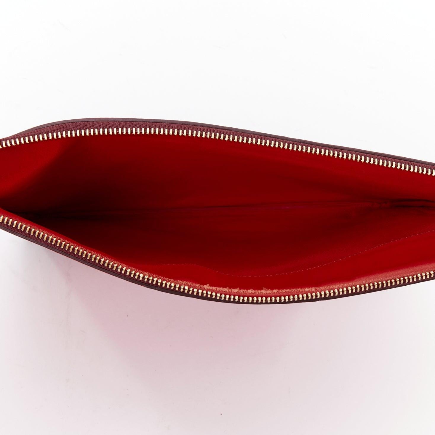 OLD CELINE Phoebe Philo red brown leather bicolour top zip pouch clutch bag For Sale 3