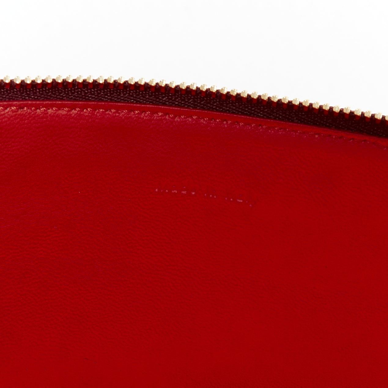 OLD CELINE Phoebe Philo red brown leather bicolour top zip pouch clutch bag For Sale 4