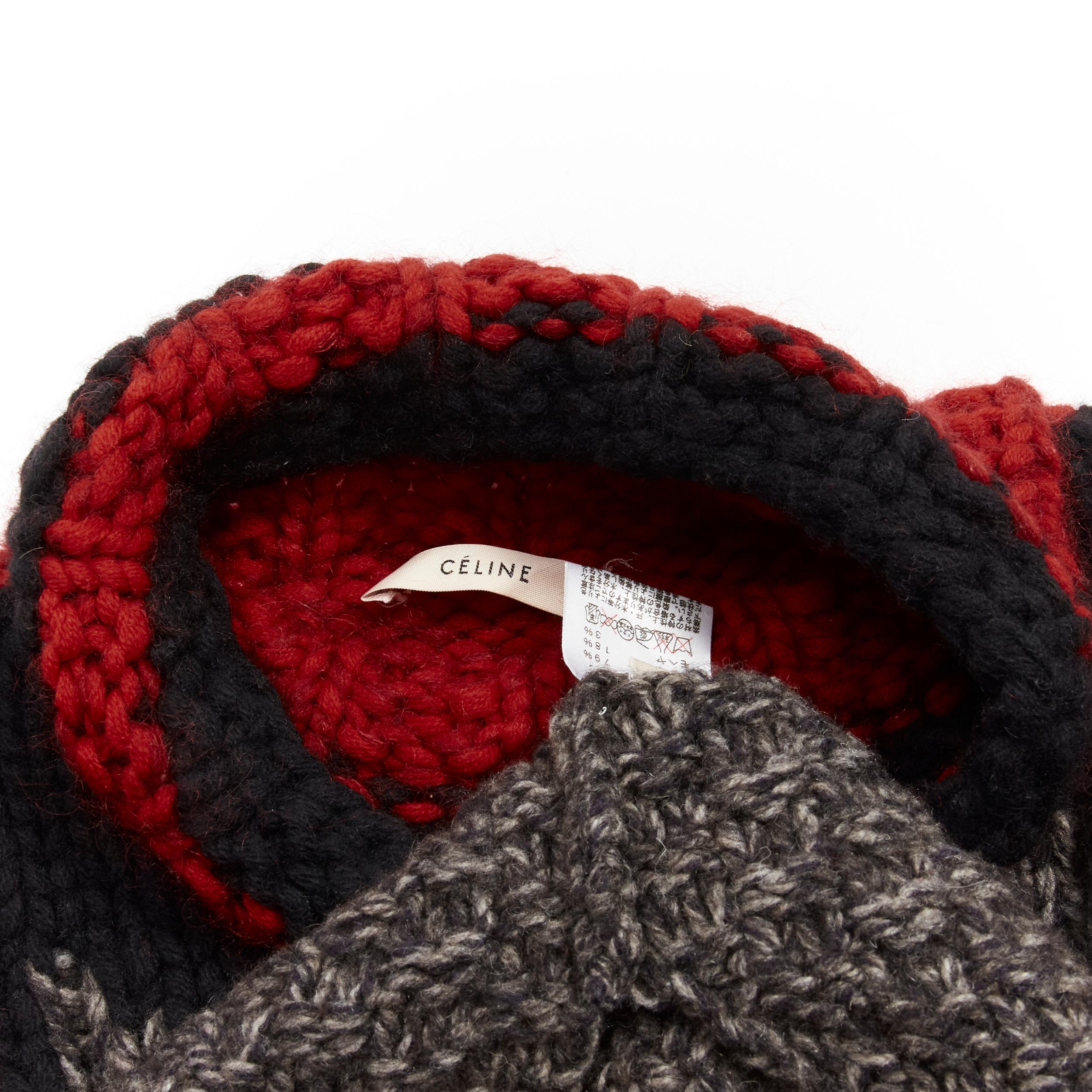 OLD CELINE Phoebe Philo - Robe pull en maille intarsia rouge-gris abstrait S en vente 4