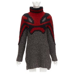 OLD CELINE Phoebe Philo rojo gris abstracto intarsia suéter vestido de punto S