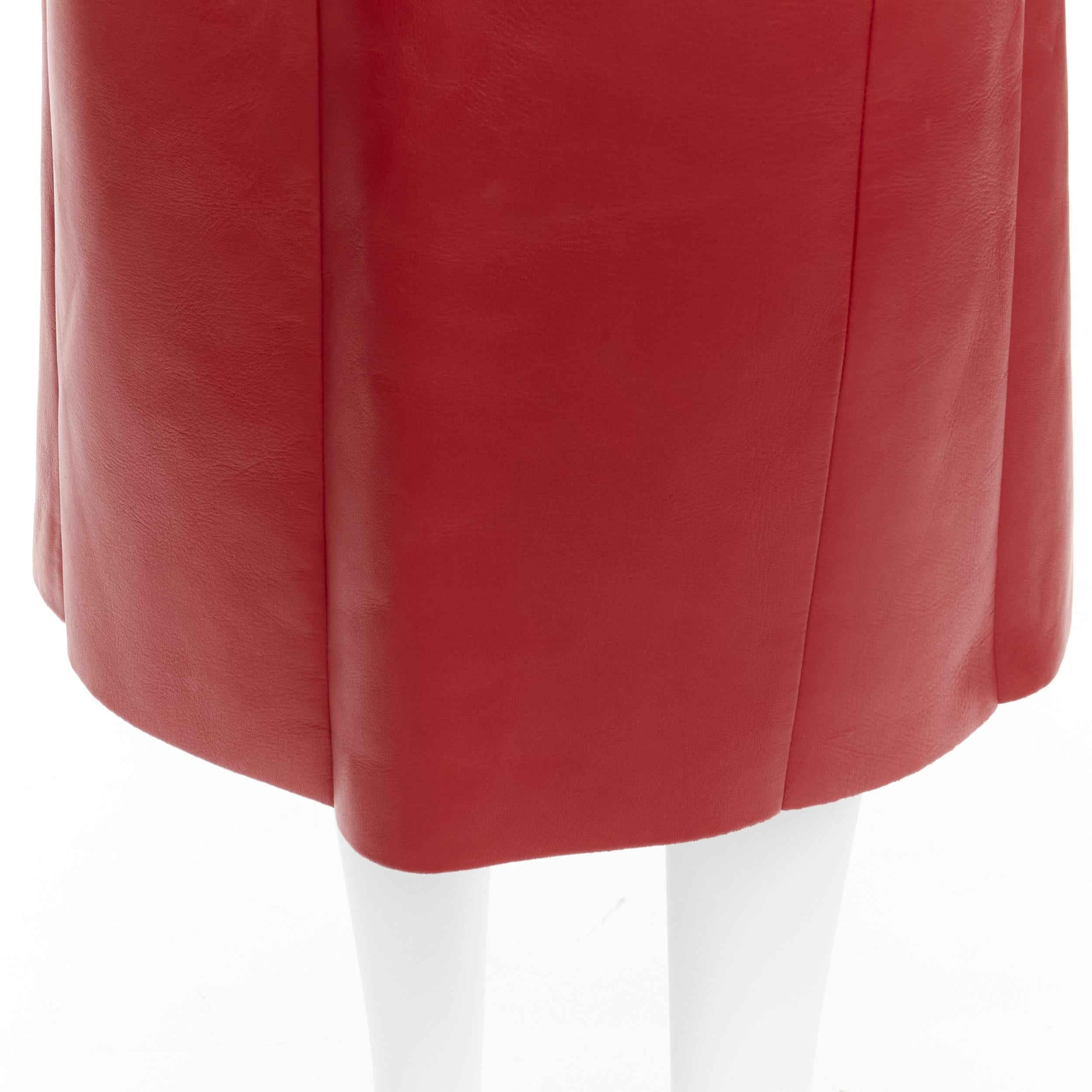 OLD CELINE Phoebe Philo red lambskin leather minimal panelled midi skirt FR36 S 2