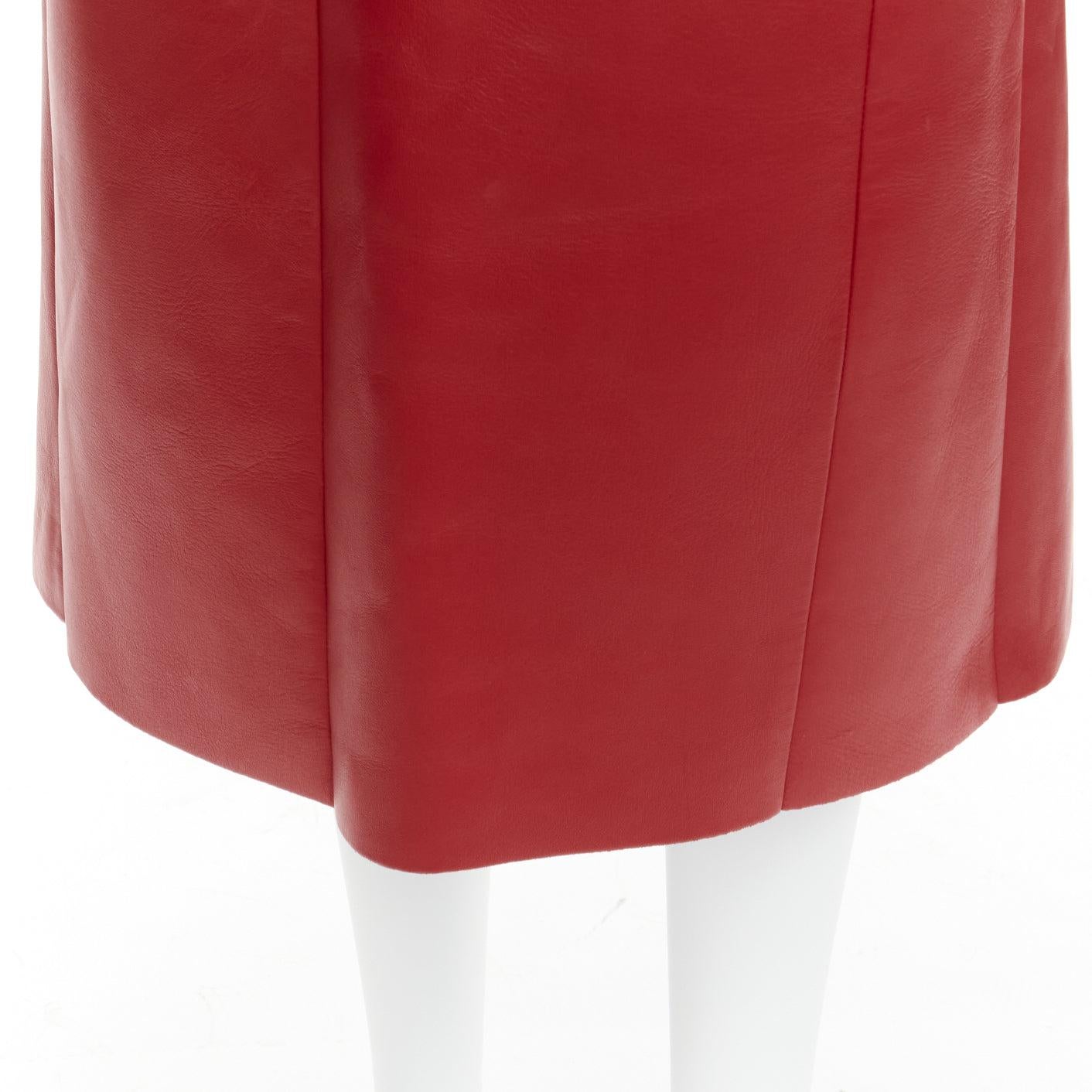 OLD CELINE Phoebe Philo red lambskin leather minimal panelled midi skirt FR36 S 4