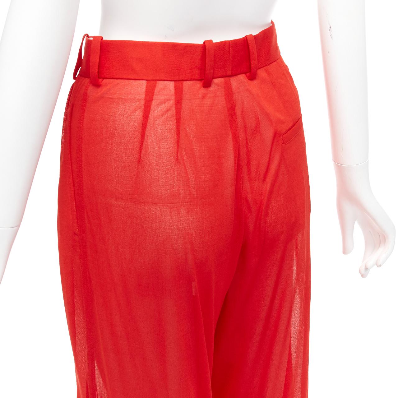 OLD CELINE Phoebe Philo red sheer solid seam wide leg pants FR36 S For Sale 3