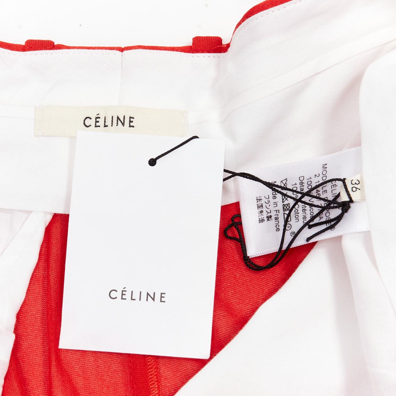 OLD CELINE Phoebe Philo red sheer solid seam wide leg pants FR36 S For Sale 4