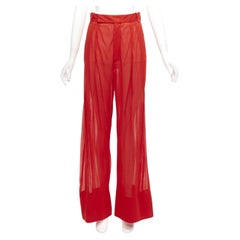OLD Celine Phoebe Philo red sheer solid seam wide leg pants FR36 S