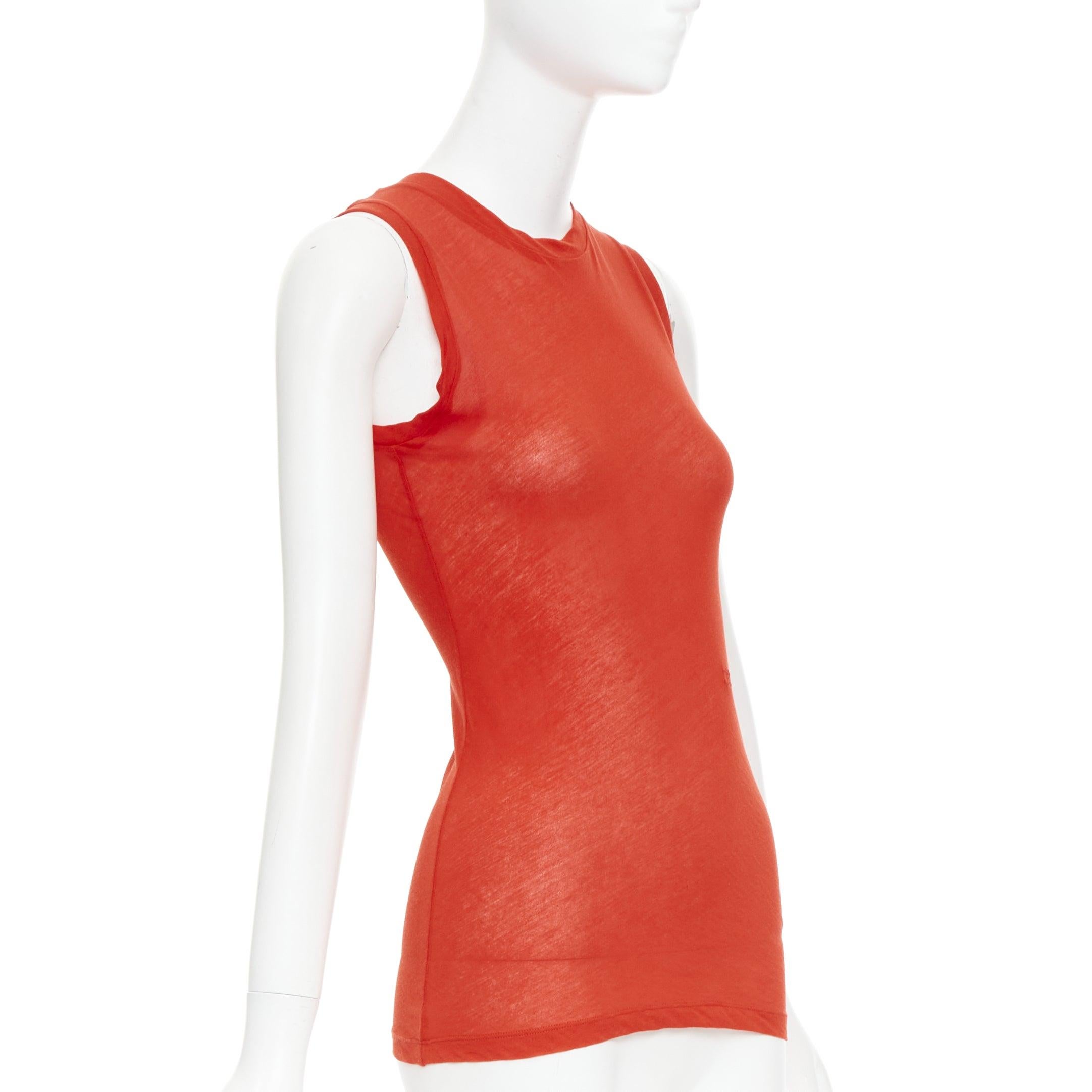 Red OLD CELINE Phoebe Philo red silky bias cut Triomphe anagram tank top For Sale