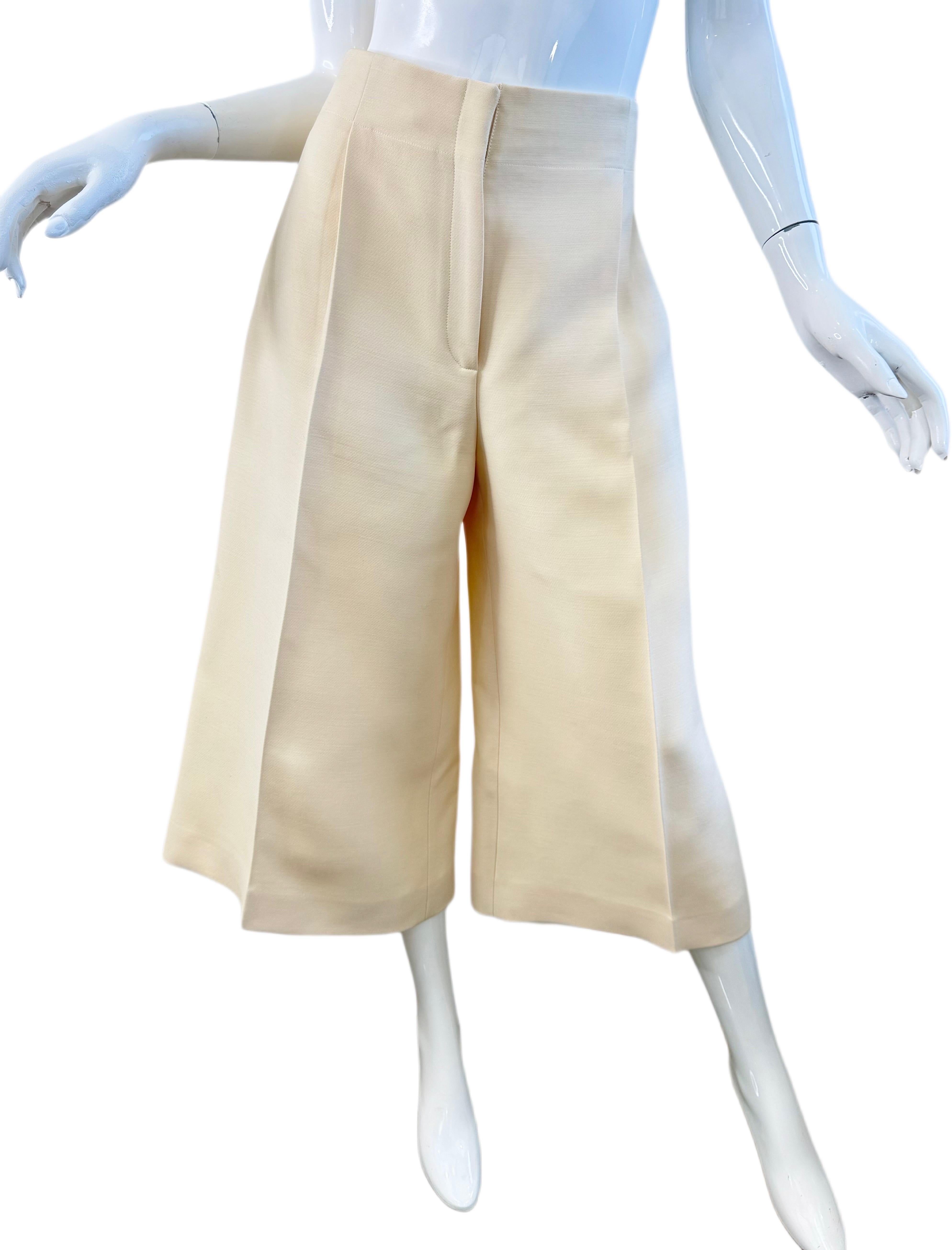 OLD Celine Phoebe Philo Resort 2015 Runway Size 8 Sculptural Ivory Wide Culottes en vente 7
