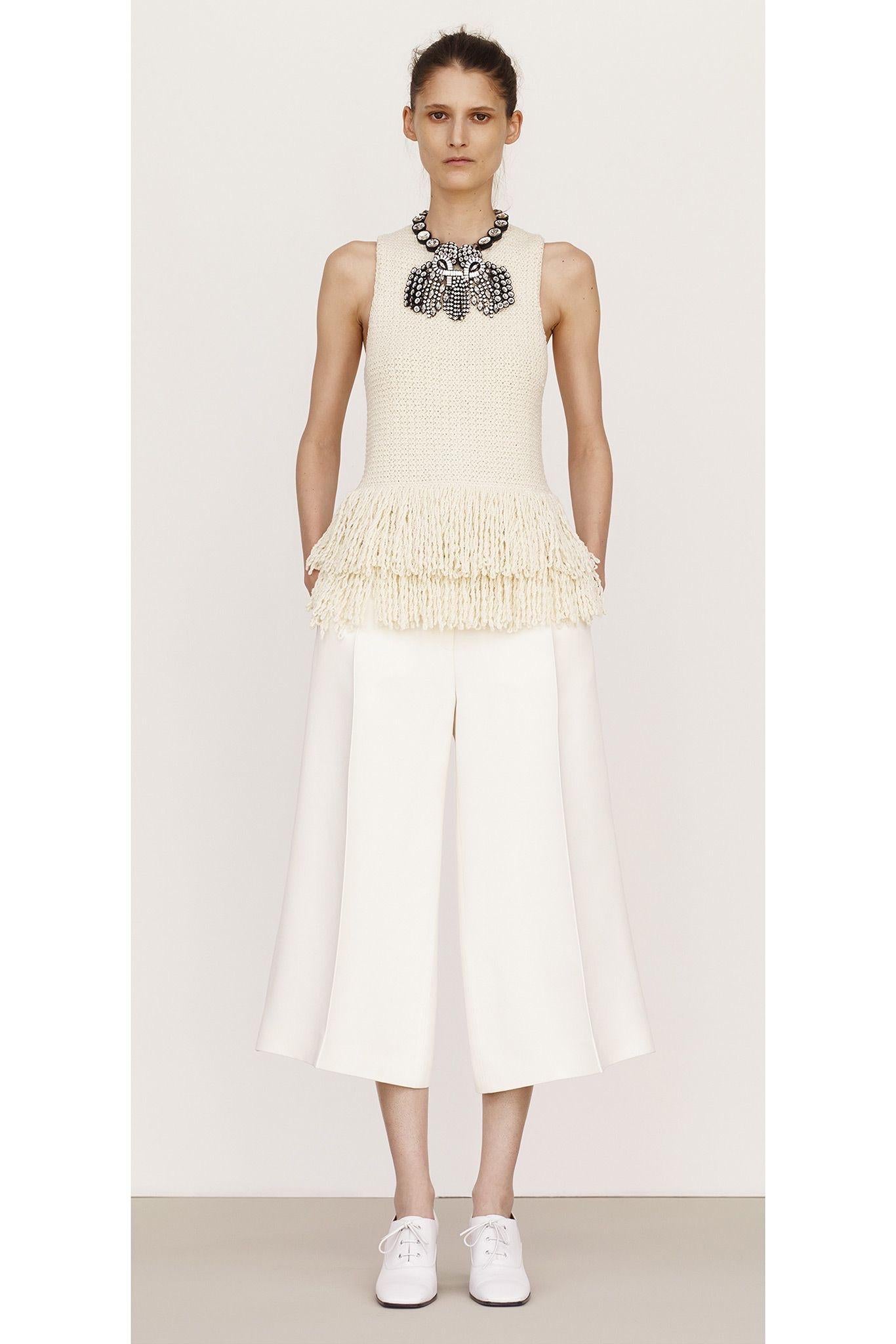 OLD Celine Phoebe Philo Resort 2015 Runway Size 8 Sculptural Ivory Wide Culottes en vente 8