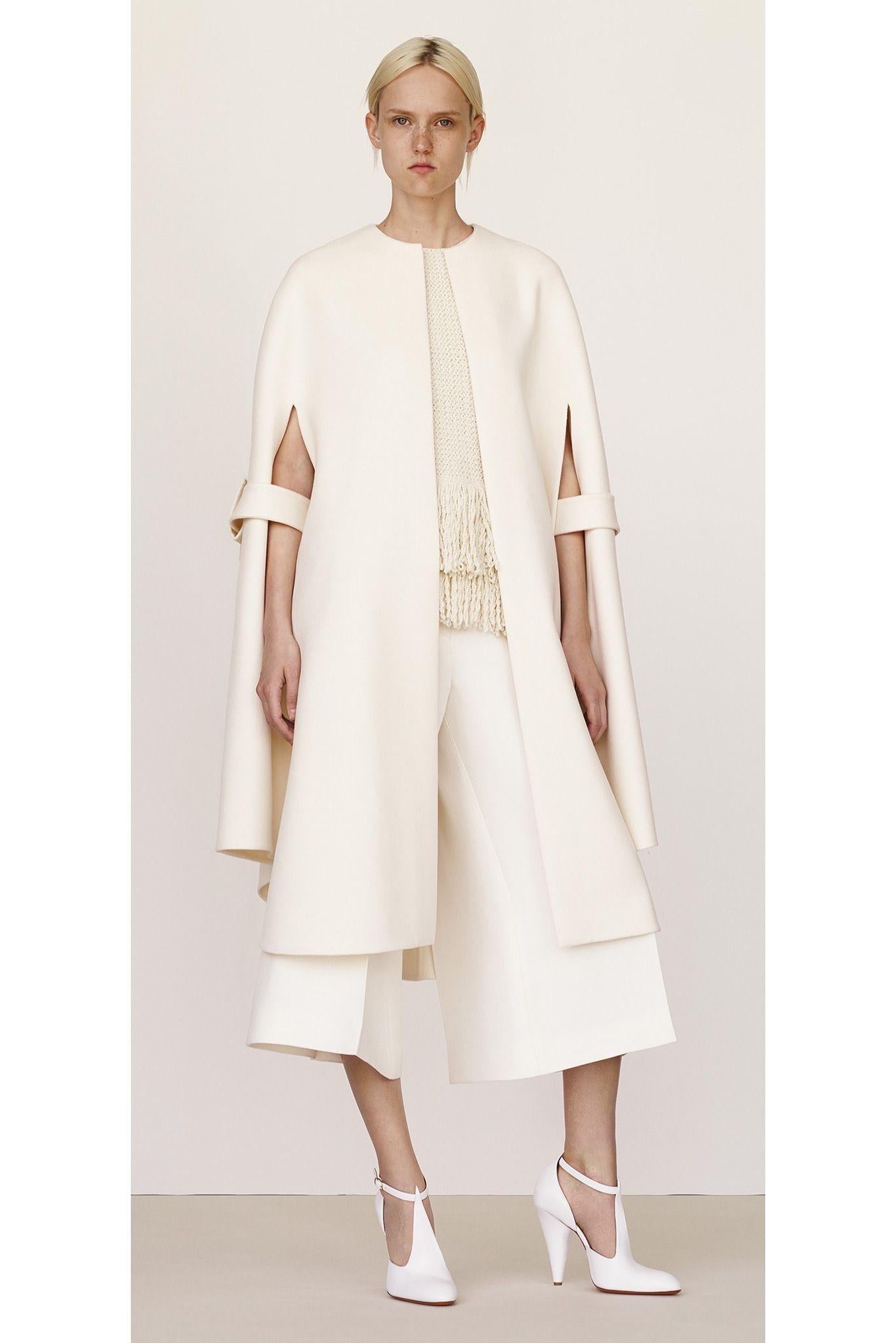 OLD Celine Phoebe Philo Resort 2015 Runway Size 8 Sculptural Ivory Wide Culottes en vente 9